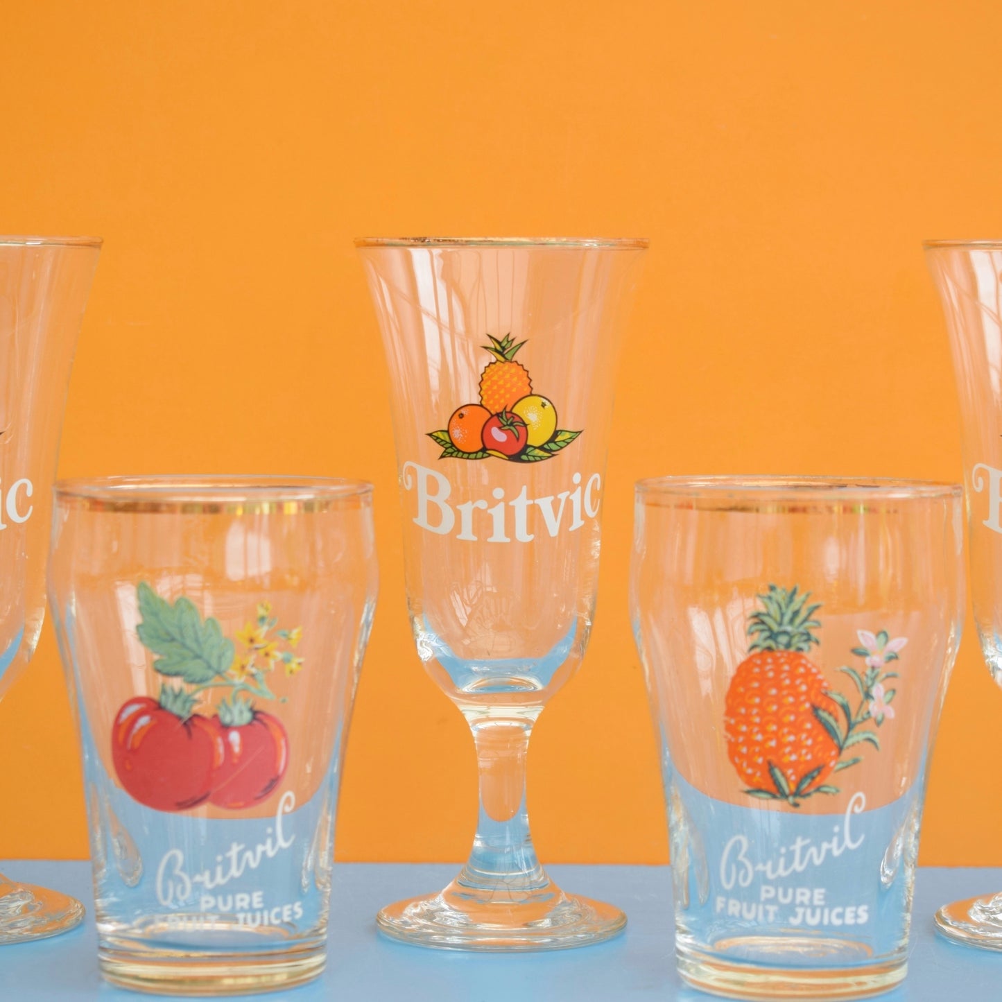 Vintage 1960s Fruit Juice Glasses - Britvic (2 Designs) by Vintage