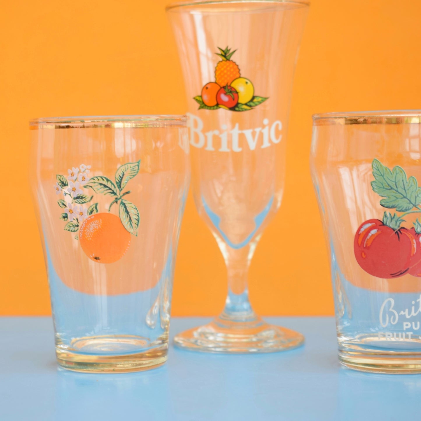 Vintage 1960s Fruit Juice Glasses - Britvic (2 Designs) by Vintage