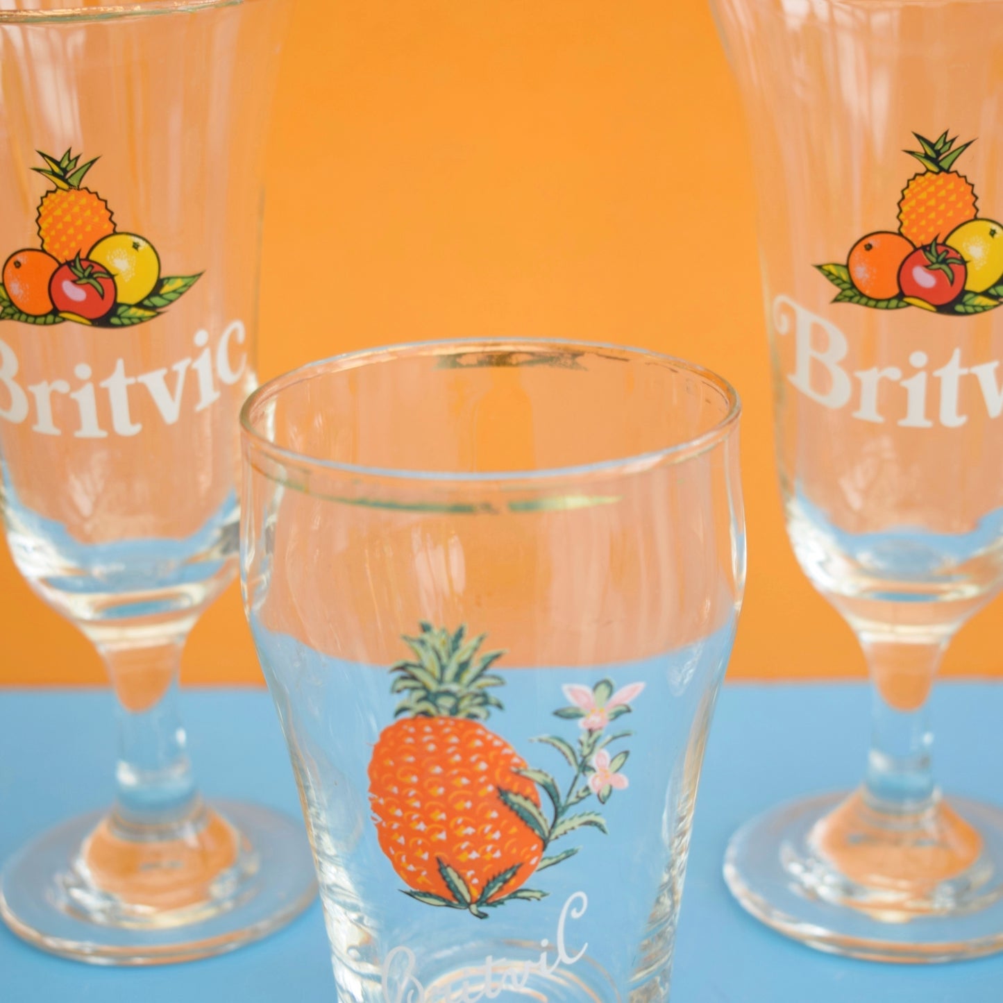 Vintage 1960s Fruit Juice Glasses - Britvic (2 Designs) by Vintage