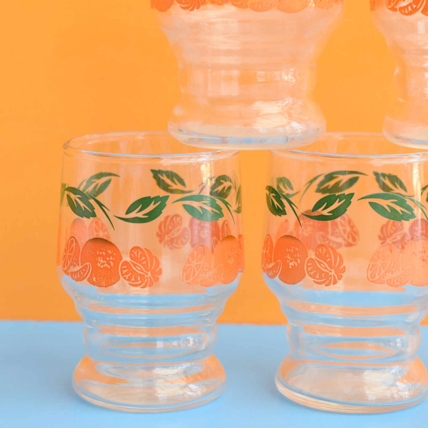 Vintage 1960s Small Orange Juice Glasses