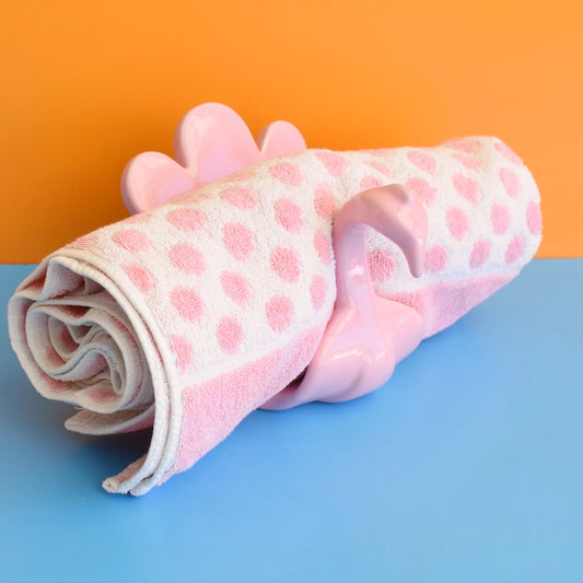 Vintage 1960s American Ceramic Peacock Hand Towel Holder- Pink