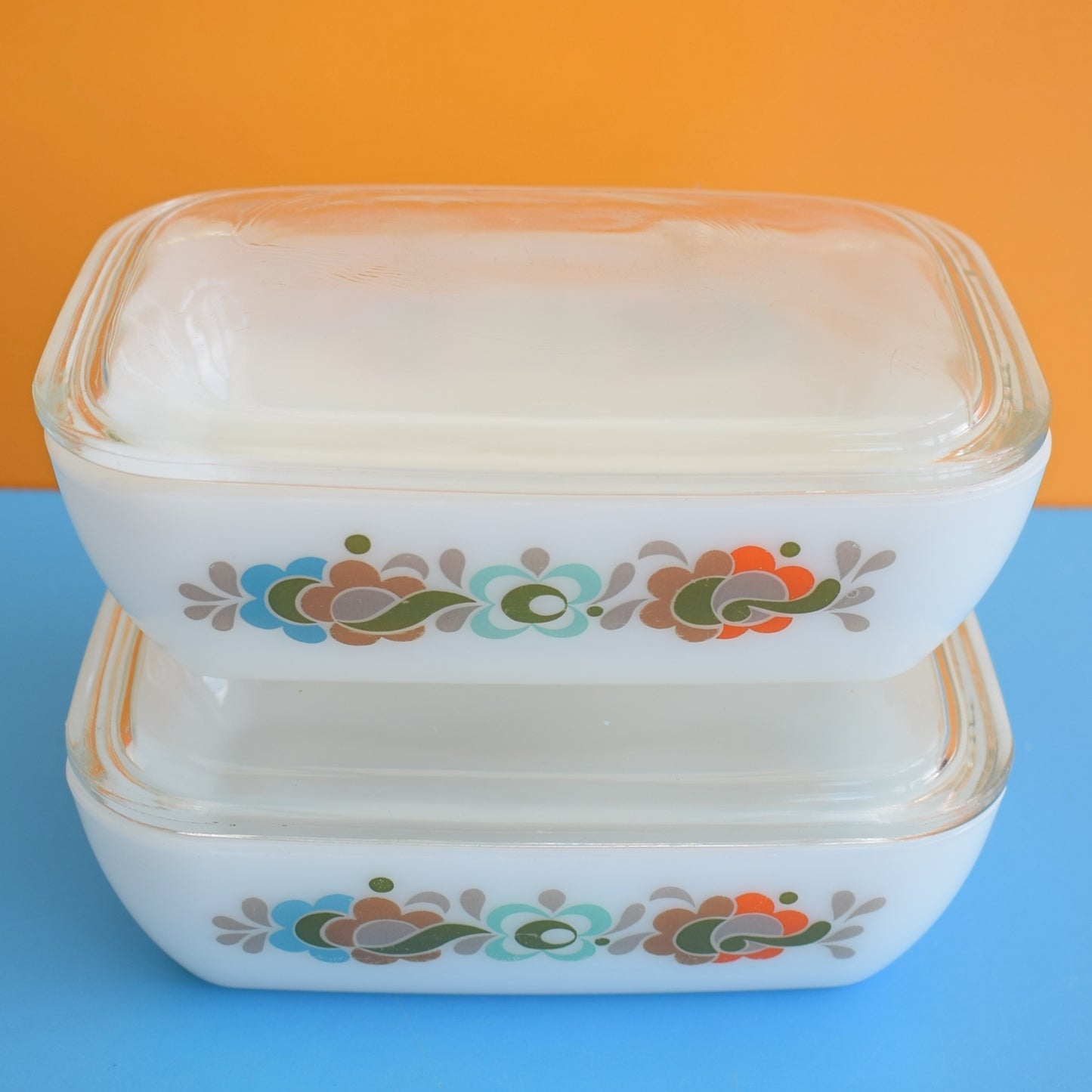 Vintage 1960s Pyrex Butter DIshes - Carnaby Tempo