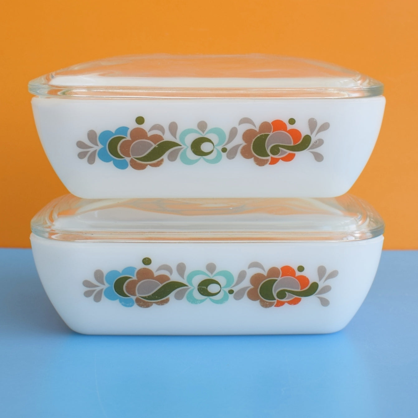 Vintage 1960s Pyrex Butter DIshes - Carnaby Tempo