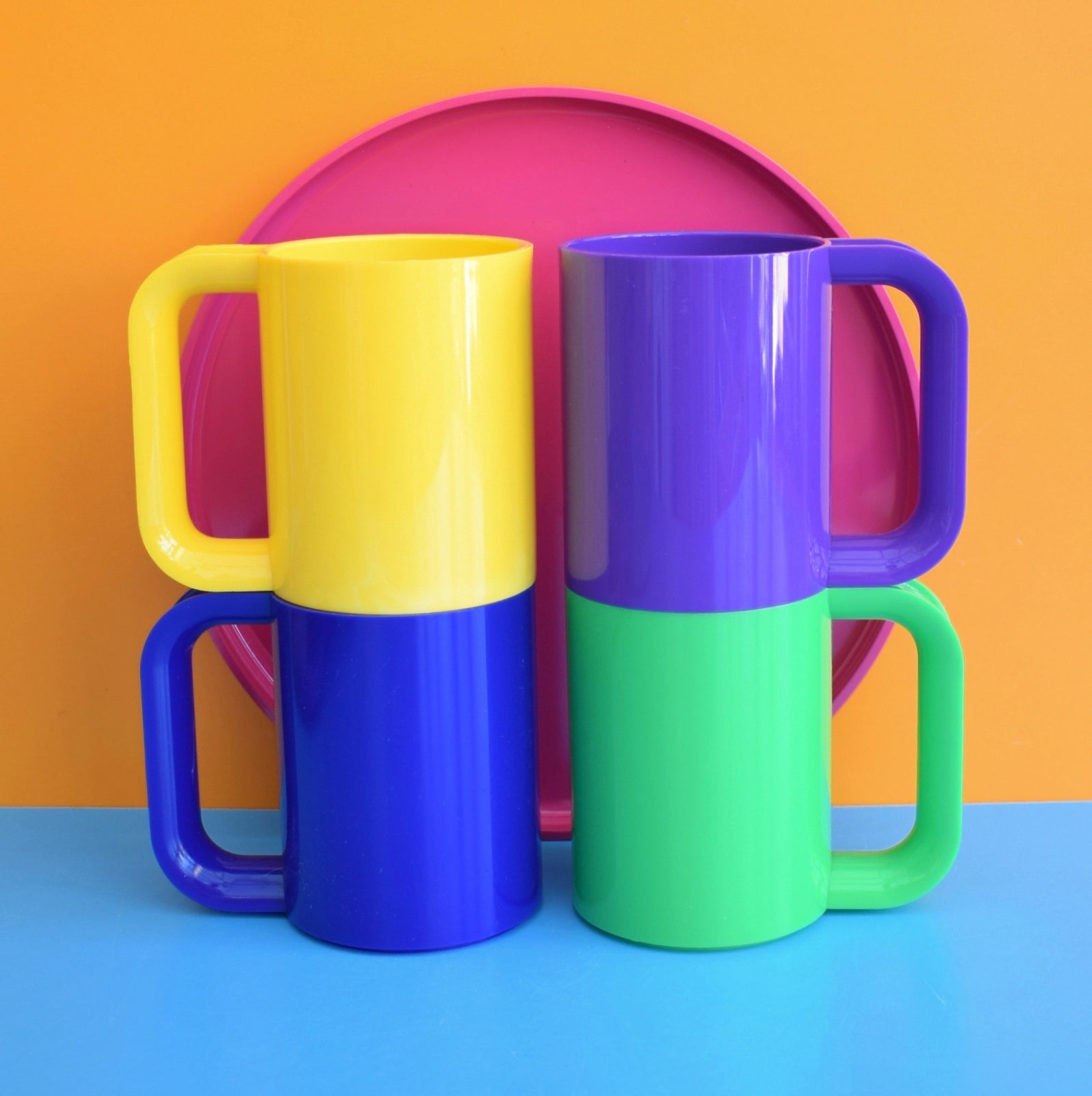 Vintage 1970s Melamine Plastic Mugs & Plates - Heller - Max by Pineapple Retro
