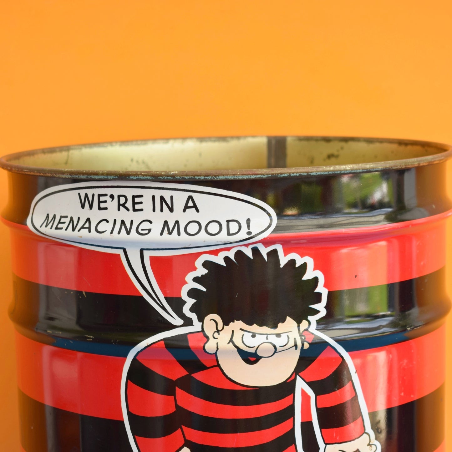 Vintage 1980s Large Metal Bin / Umbrella Stand - Dennis The Menace