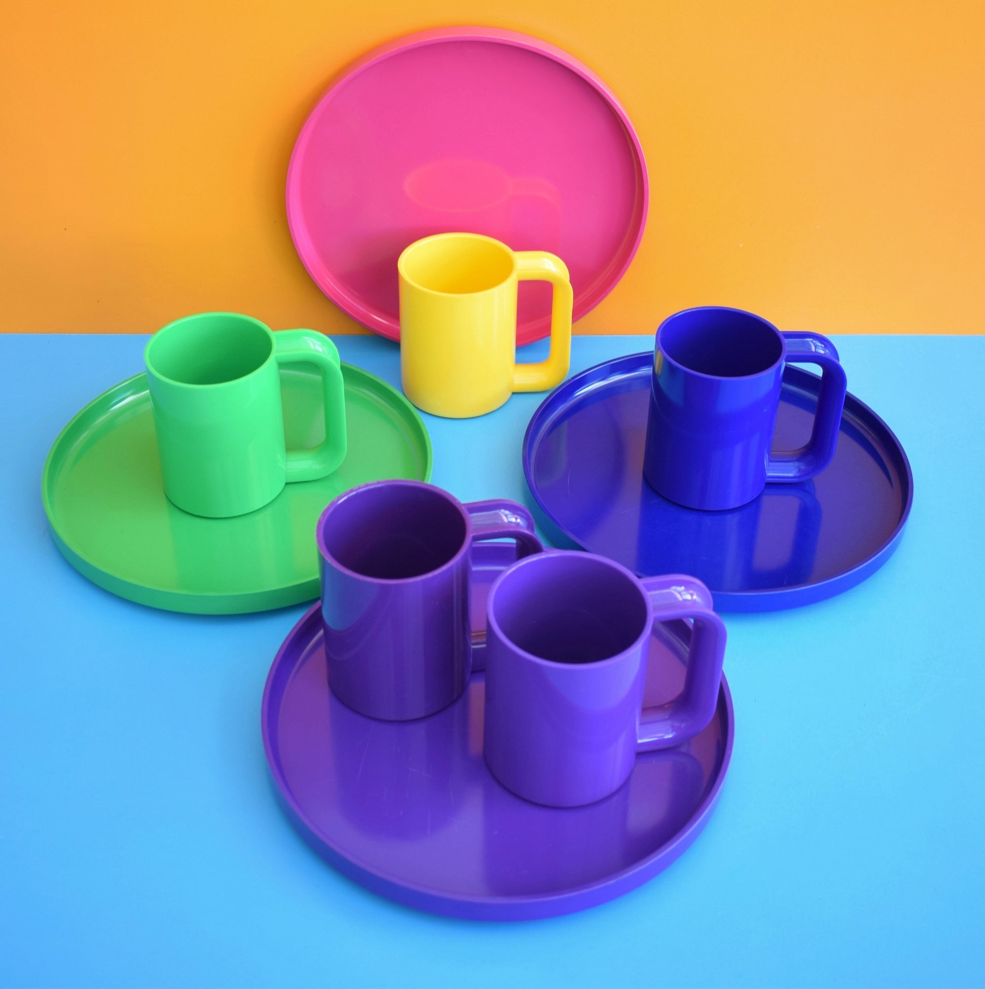 Vintage 1970s Melamine Plastic Mugs & Plates - Heller - Max by Pineapple Retro