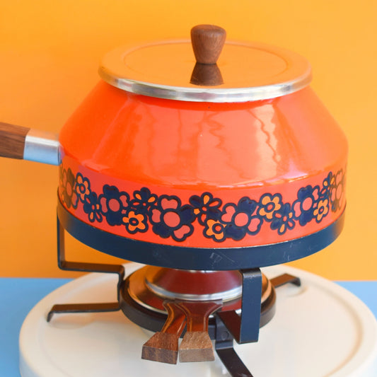 Vintage 1970s Fondue Set - Brabantia Diane - Orange by Vintage