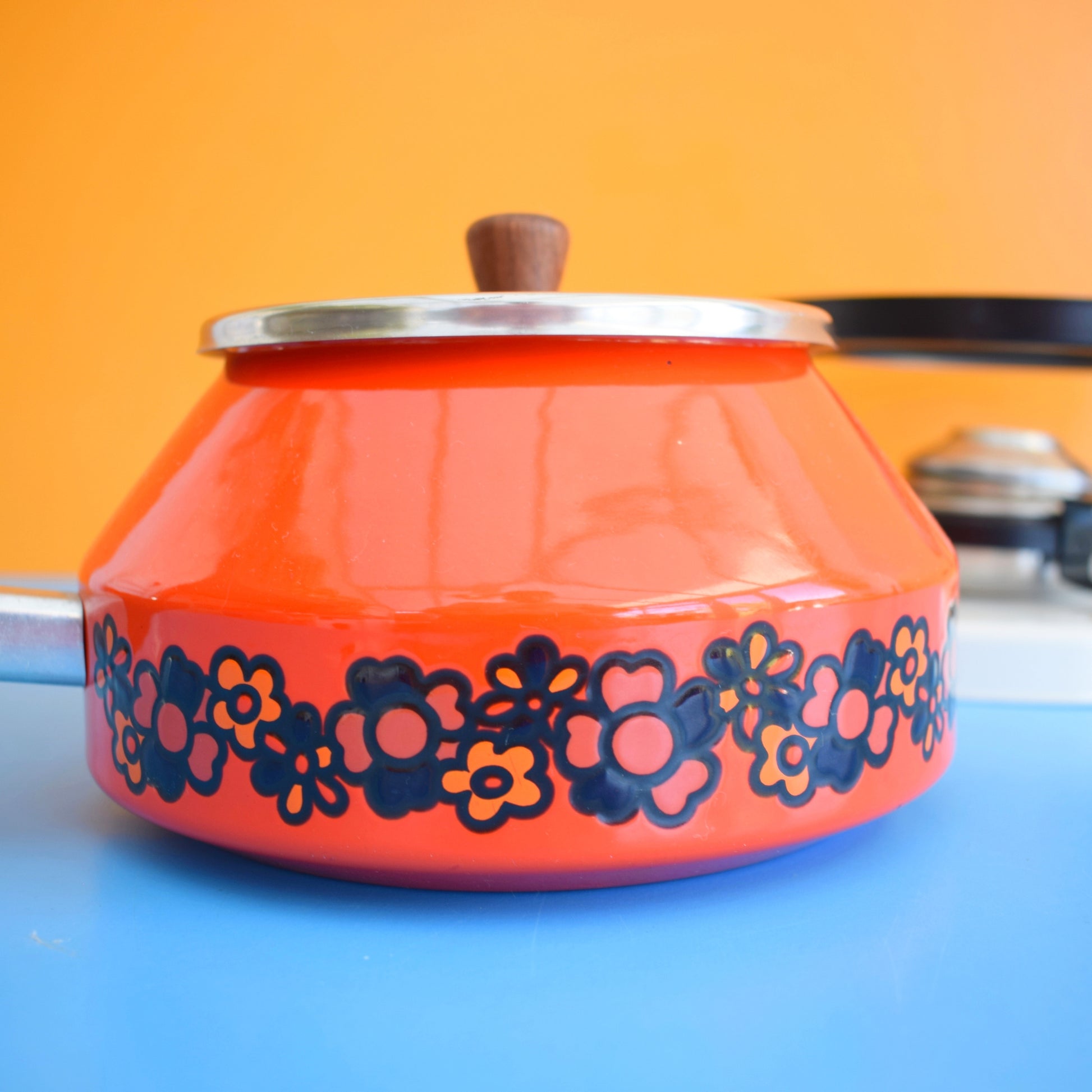 Vintage 1970s Fondue Set - Brabantia Diane - Orange by Vintage
