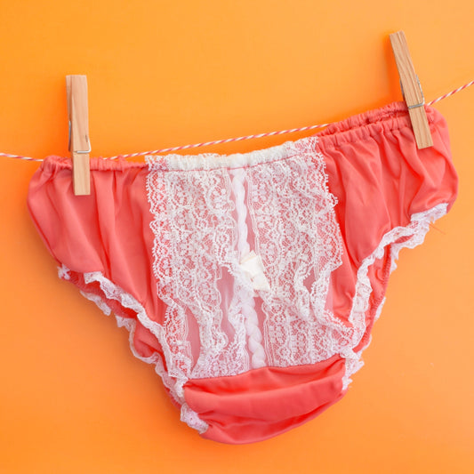 Vintage 1970s Frilly Knickers - Underwear - Pink x2