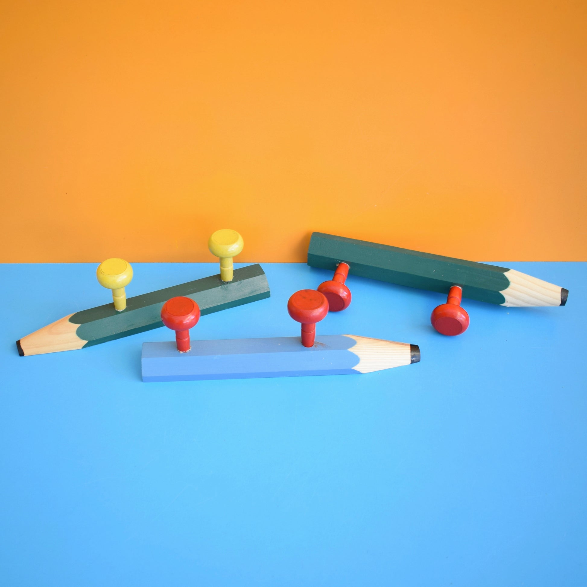 Vintage 1980s Wooden Pencil Hooks- Pierre Sala Style by Pineapple Retro