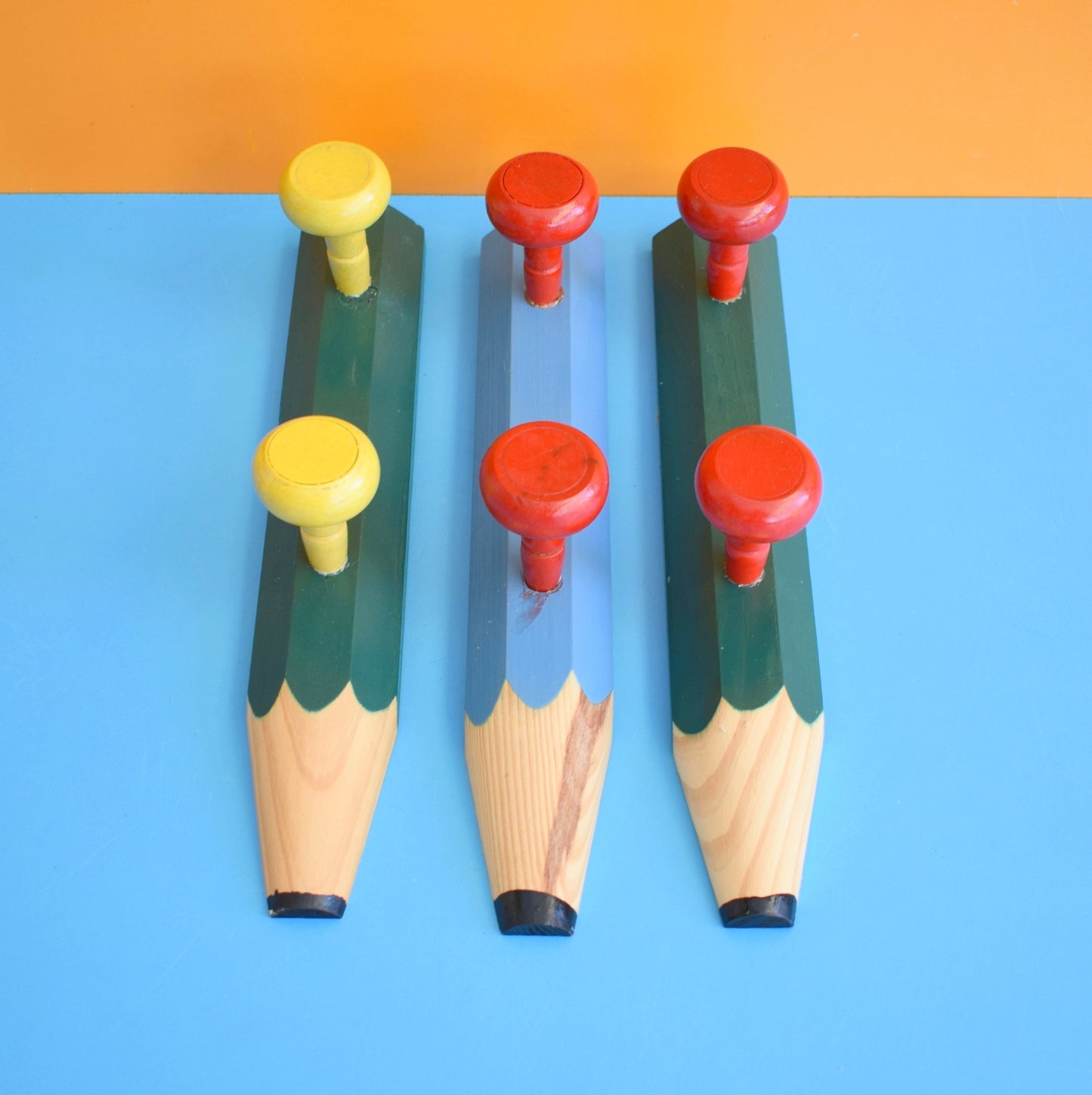 Vintage 1980s Wooden Pencil Hooks- Pierre Sala Style by Pineapple Retro