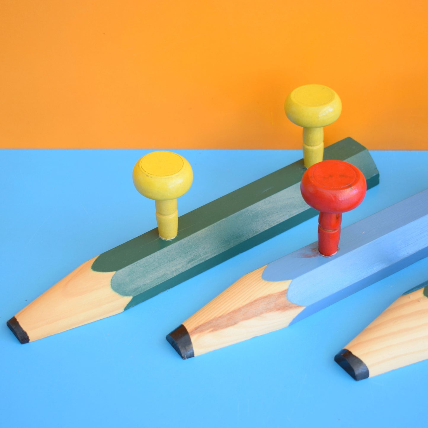 Vintage 1980s Wooden Pencil Hooks- Pierre Sala Style by Pineapple Retro