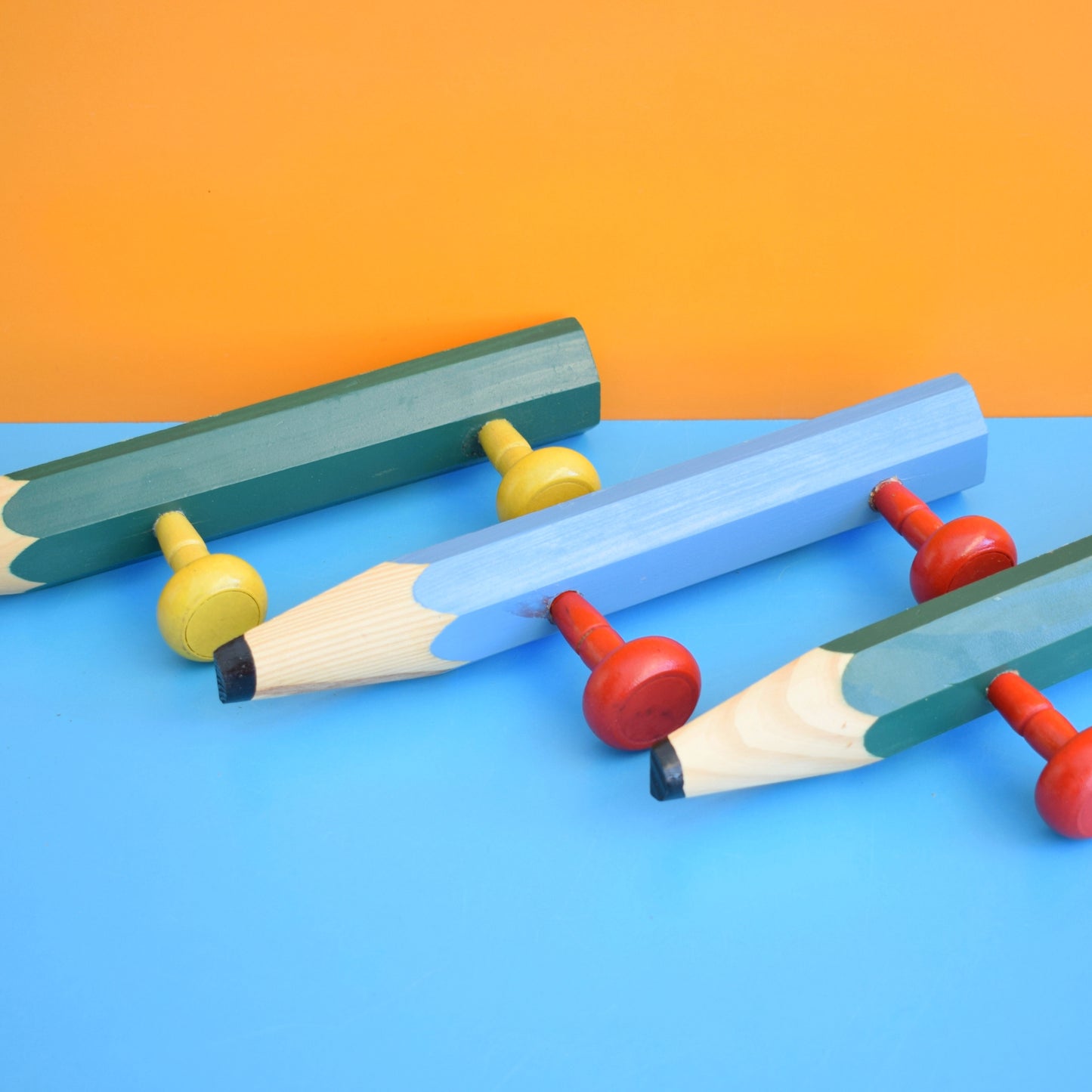 Vintage 1980s Wooden Pencil Hooks- Pierre Sala Style by Pineapple Retro
