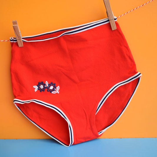 Vintage 1970s Bri Nylon Pants / Knickers / Underwear - Small / Kids - Red