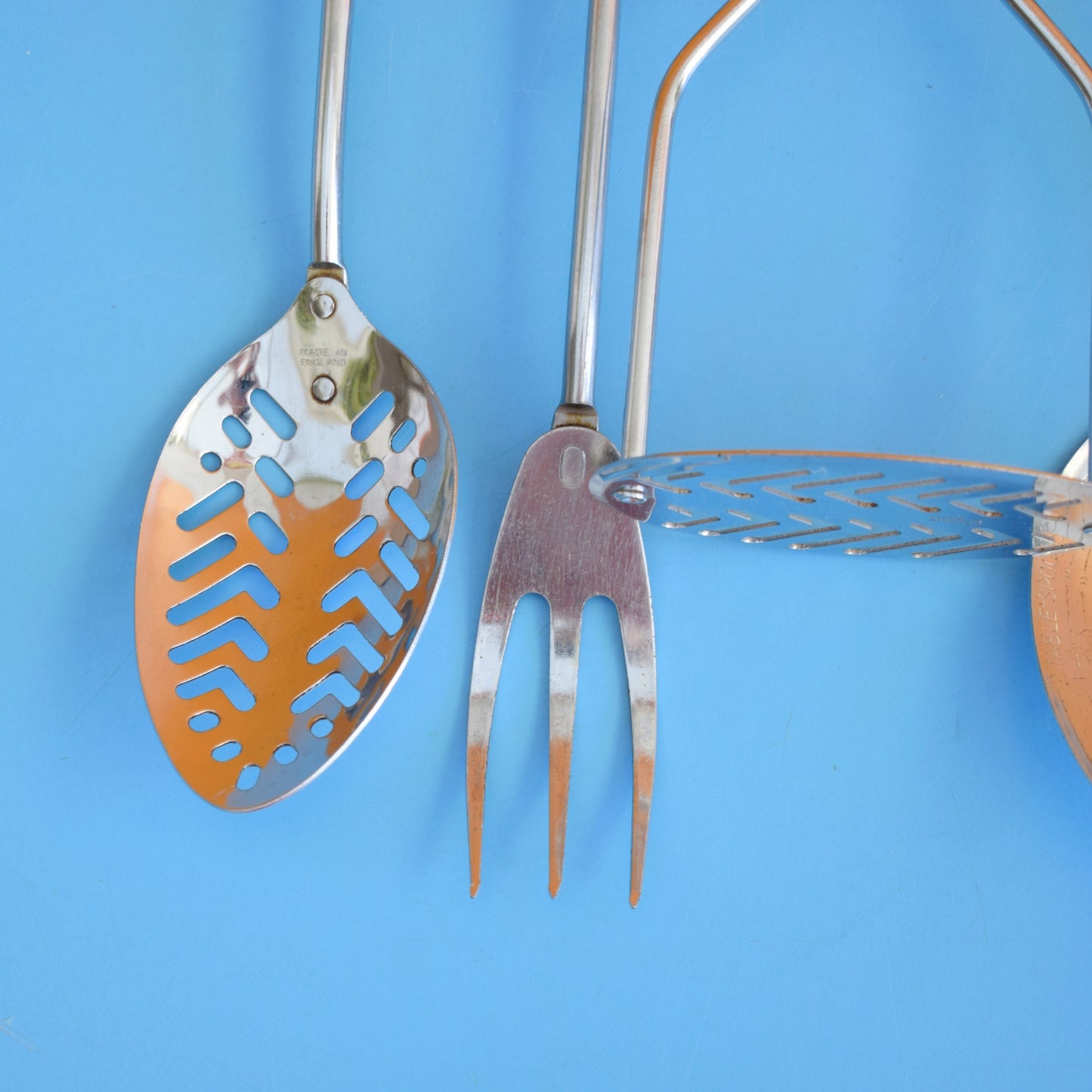 Vintage 1960s Kitchen Utensil Rack & Orange Handled Set - Prestige by Pineapple Retro