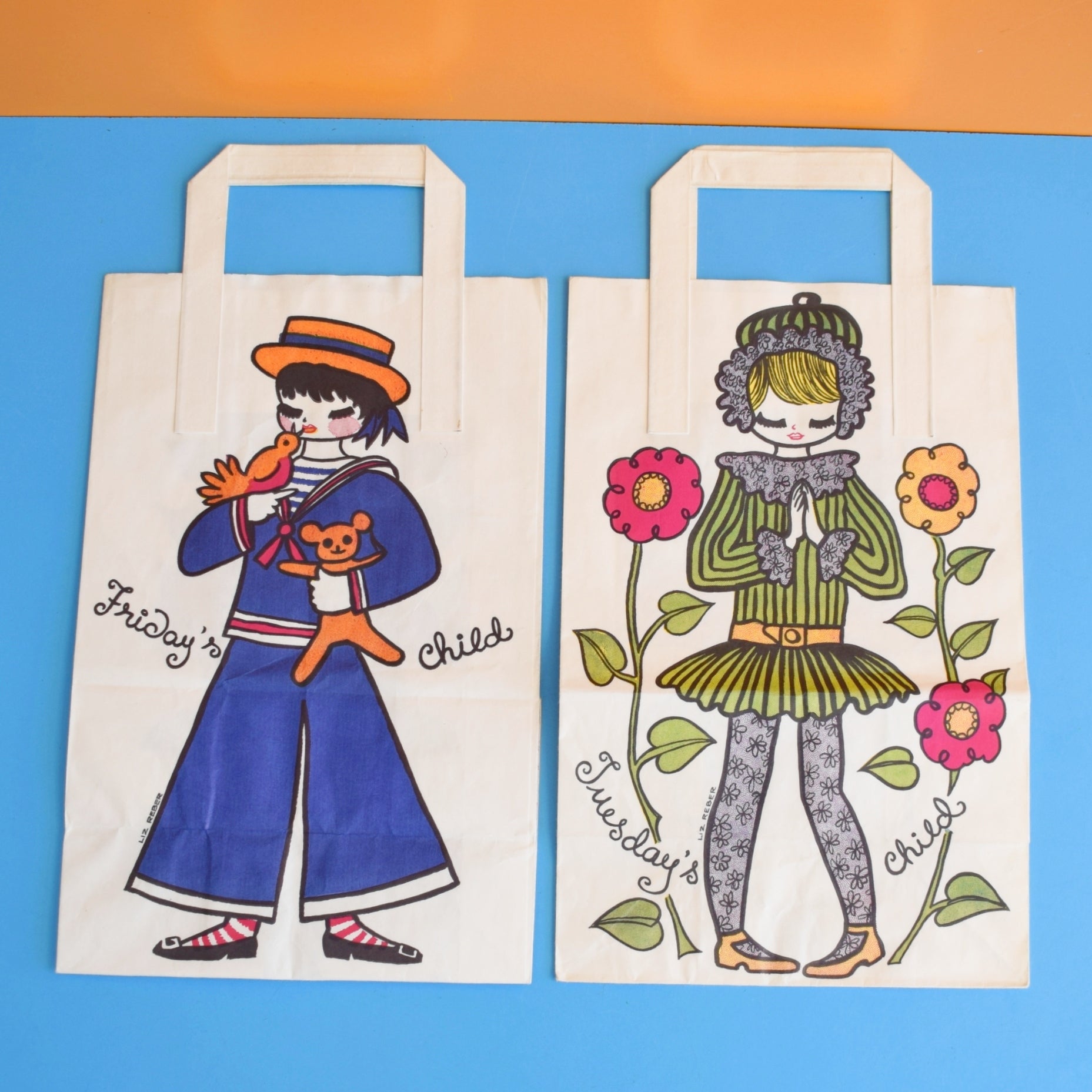 Vintage 1970s Paper Bags - by Liz Reber - Days Of The Week by Eric's Cards