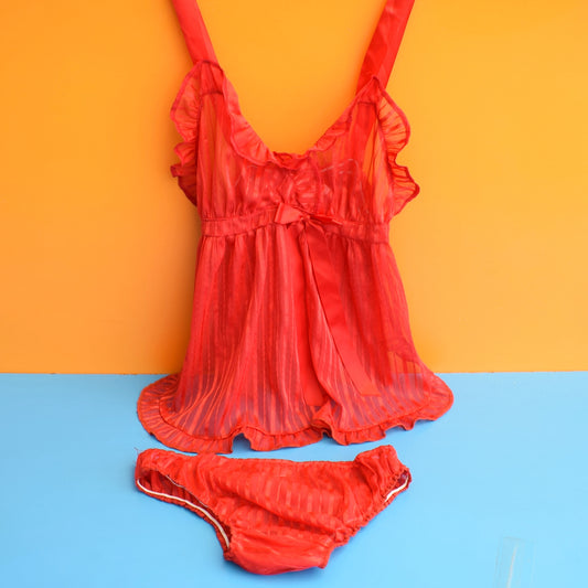 Vintage 1980s Cami / Knicker Set - Underwear - Red