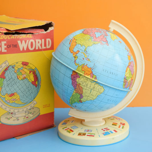 Vintage 1960s Tin Plate Chad Valley Globe - Boxed