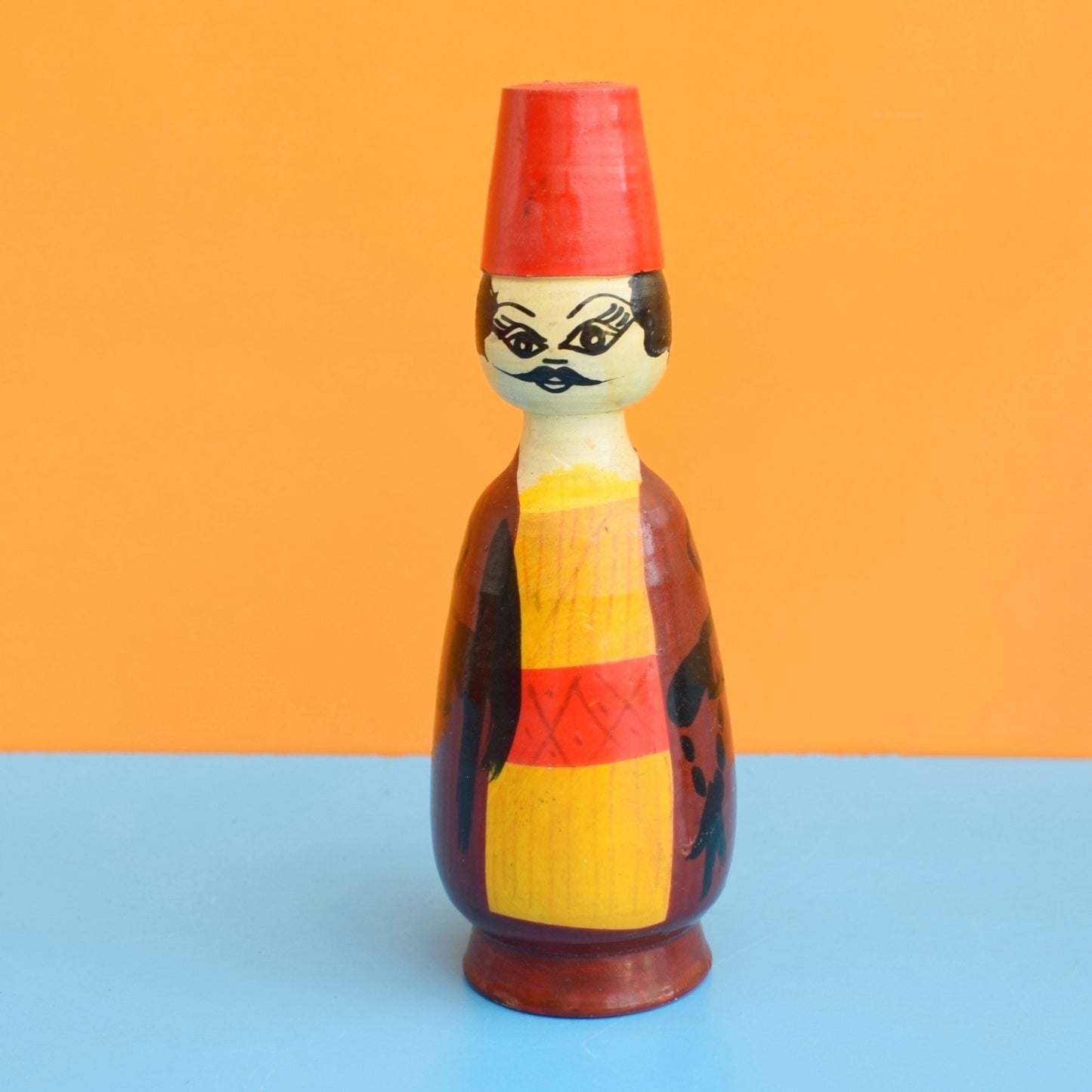 Vintage 1960s Wooden Peg Dolls - Egyptian