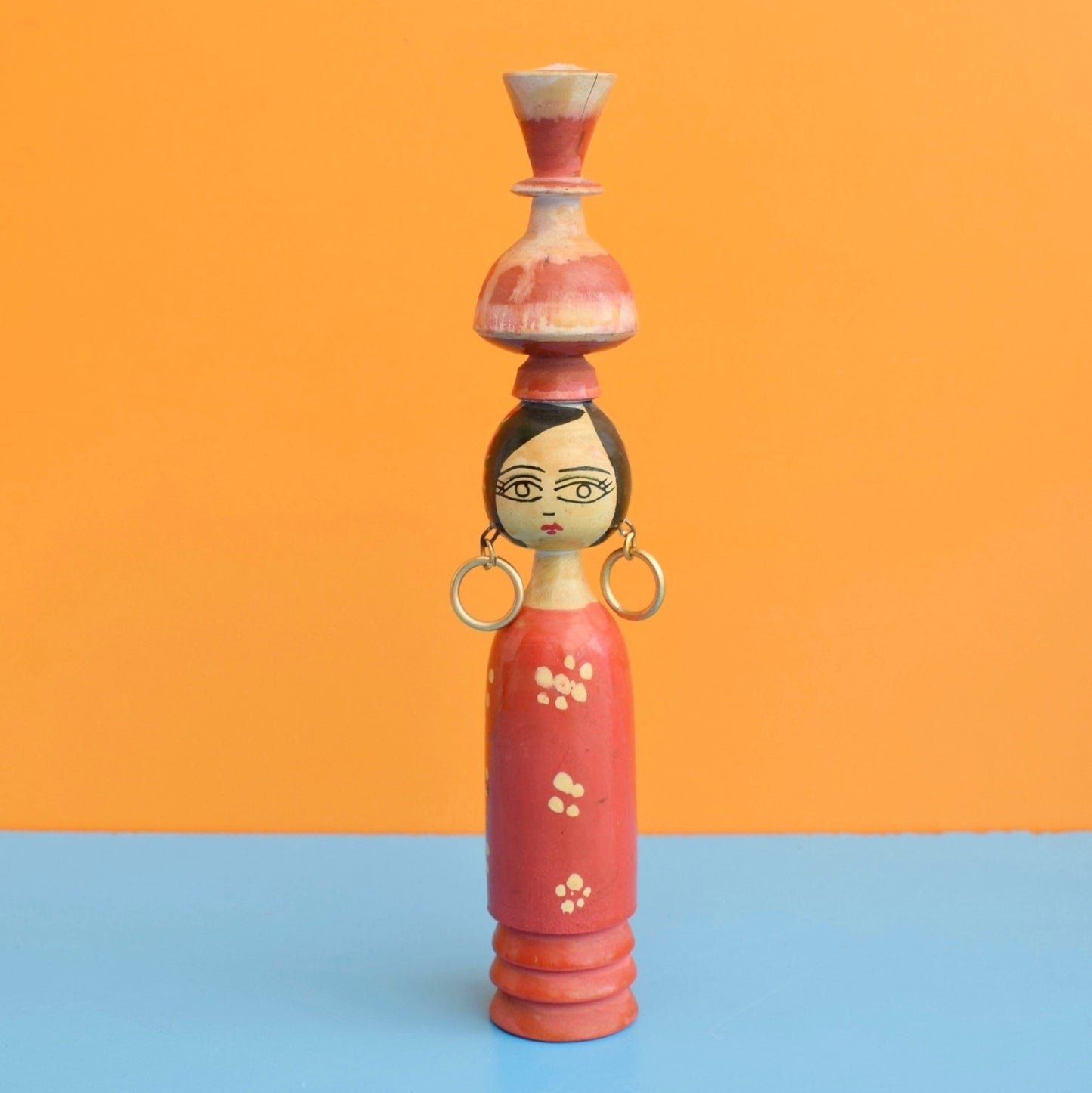 Vintage 1960s Wooden Peg Dolls - Egyptian