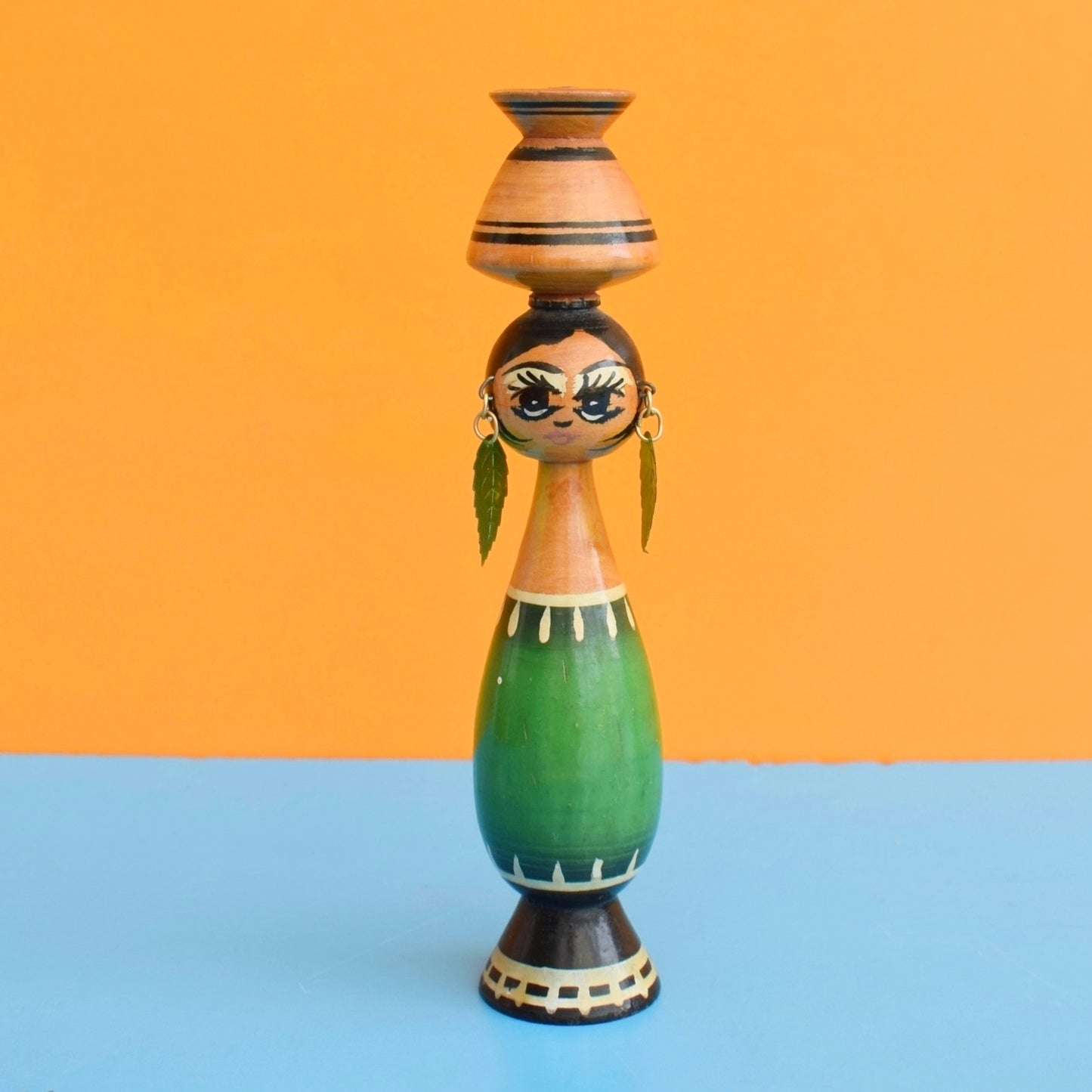 Vintage 1960s Wooden Peg Dolls - Egyptian