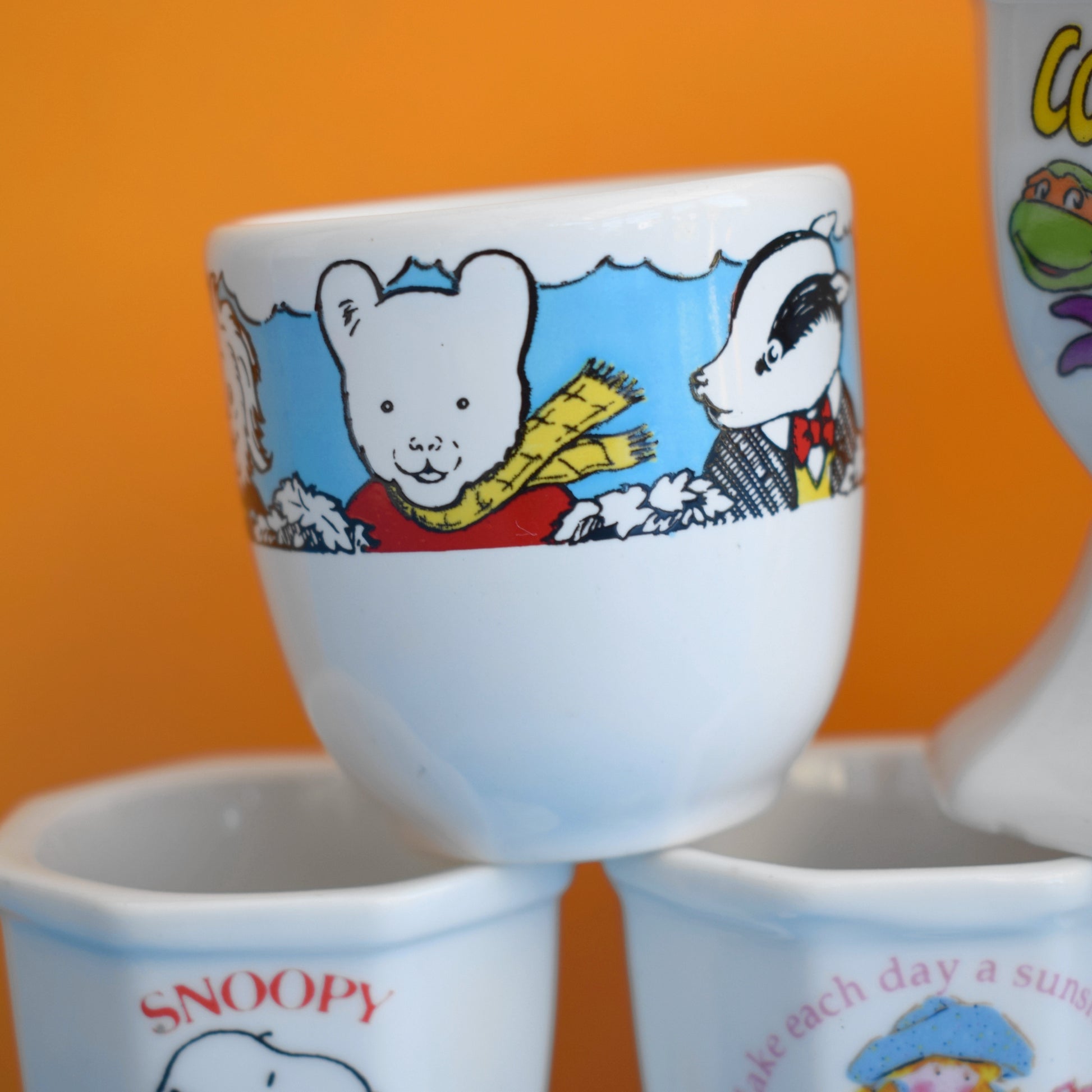 Vintage 1990s Egg Cups - Ninja Turtles, Mario, Spiderman Etc by Vintage
