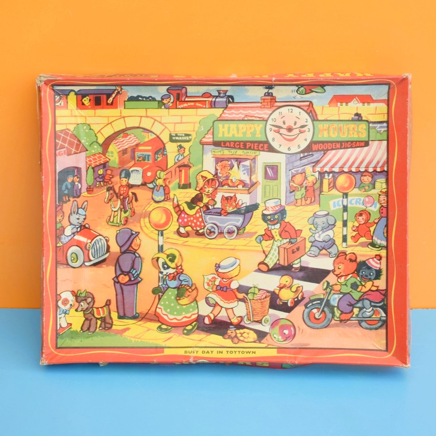 Vintage 1960s Toy Town - Busy Day in ToyTown / Happy Hours - Jigsaw Puzzle