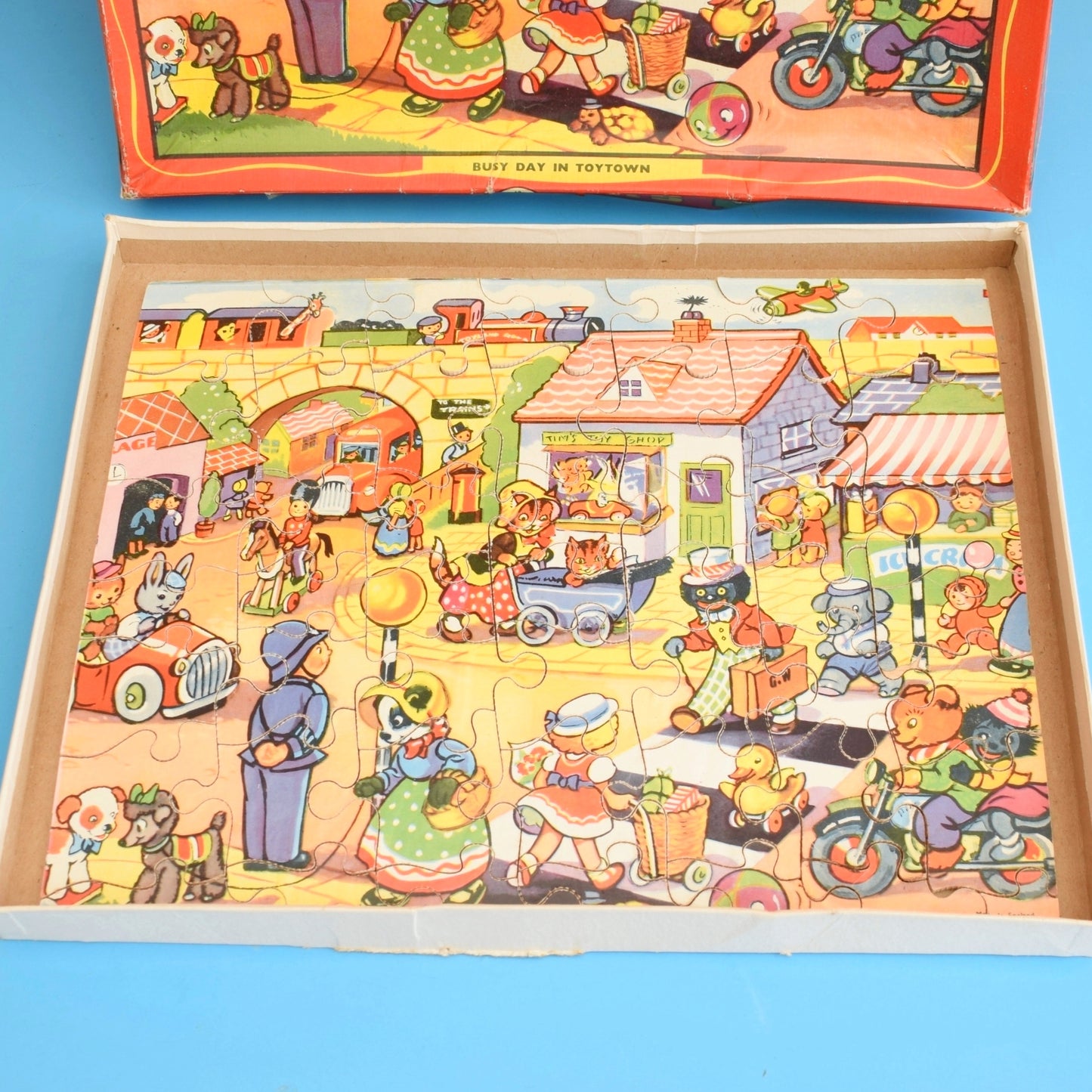 Vintage 1960s Toy Town - Busy Day in ToyTown / Happy Hours - Jigsaw Puzzle