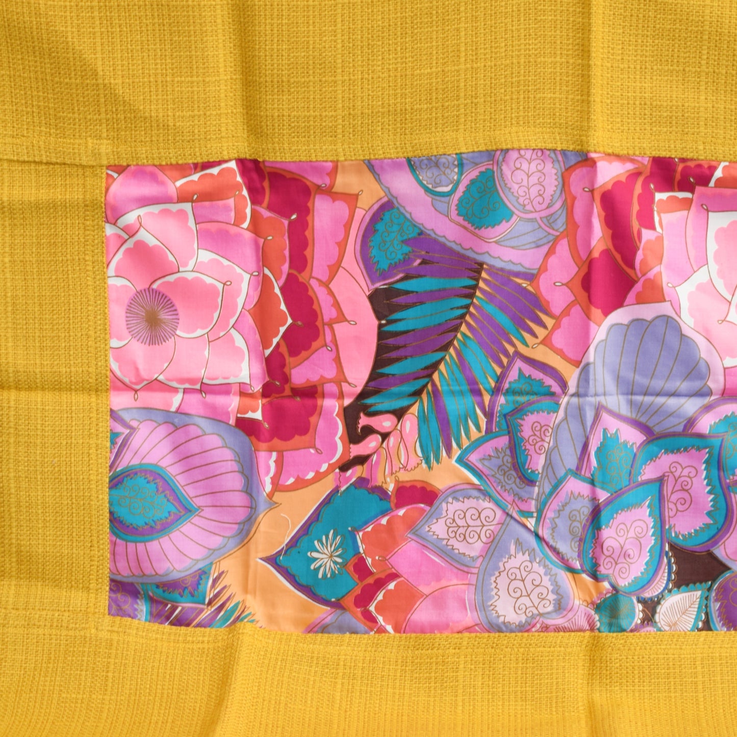 Vintage 1970s Handmade Tablecloth / Fabric - Vibrant Colours