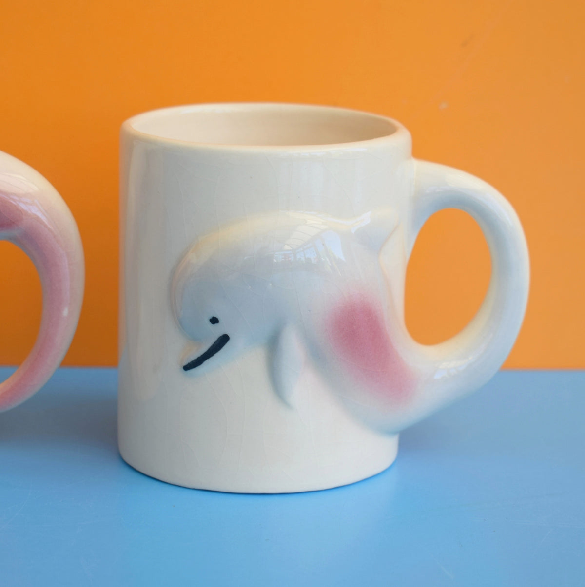 Vintage 1980s Cute Kids Mug - Elephant or Dolphin by Pineapple Retro