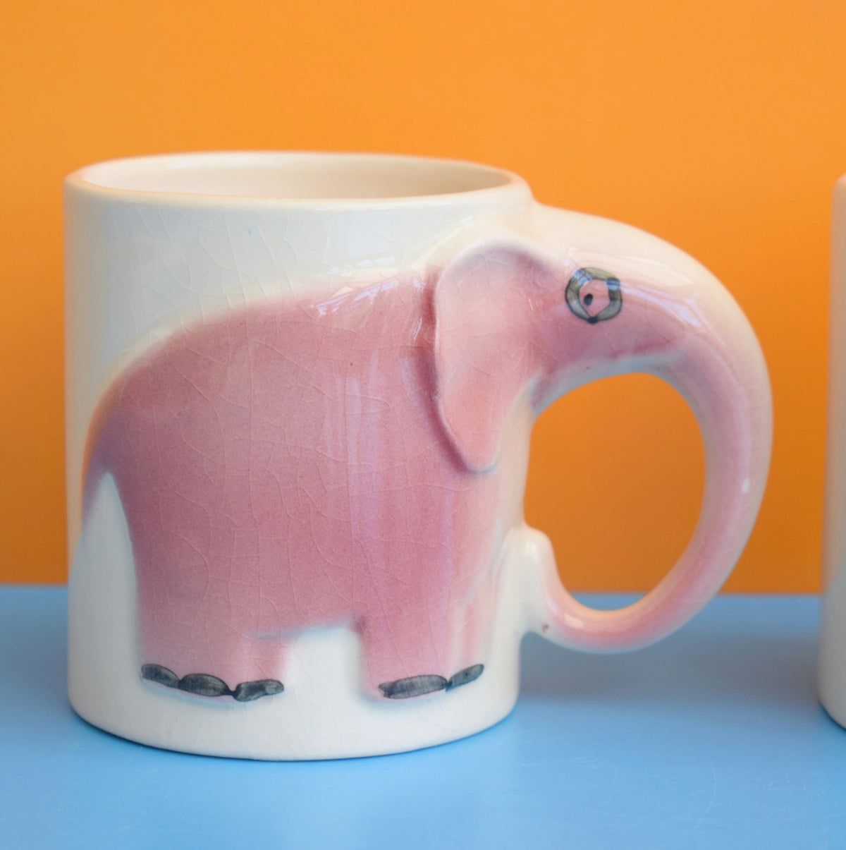 Vintage 1980s Cute Kids Mug - Elephant or Dolphin by Pineapple Retro
