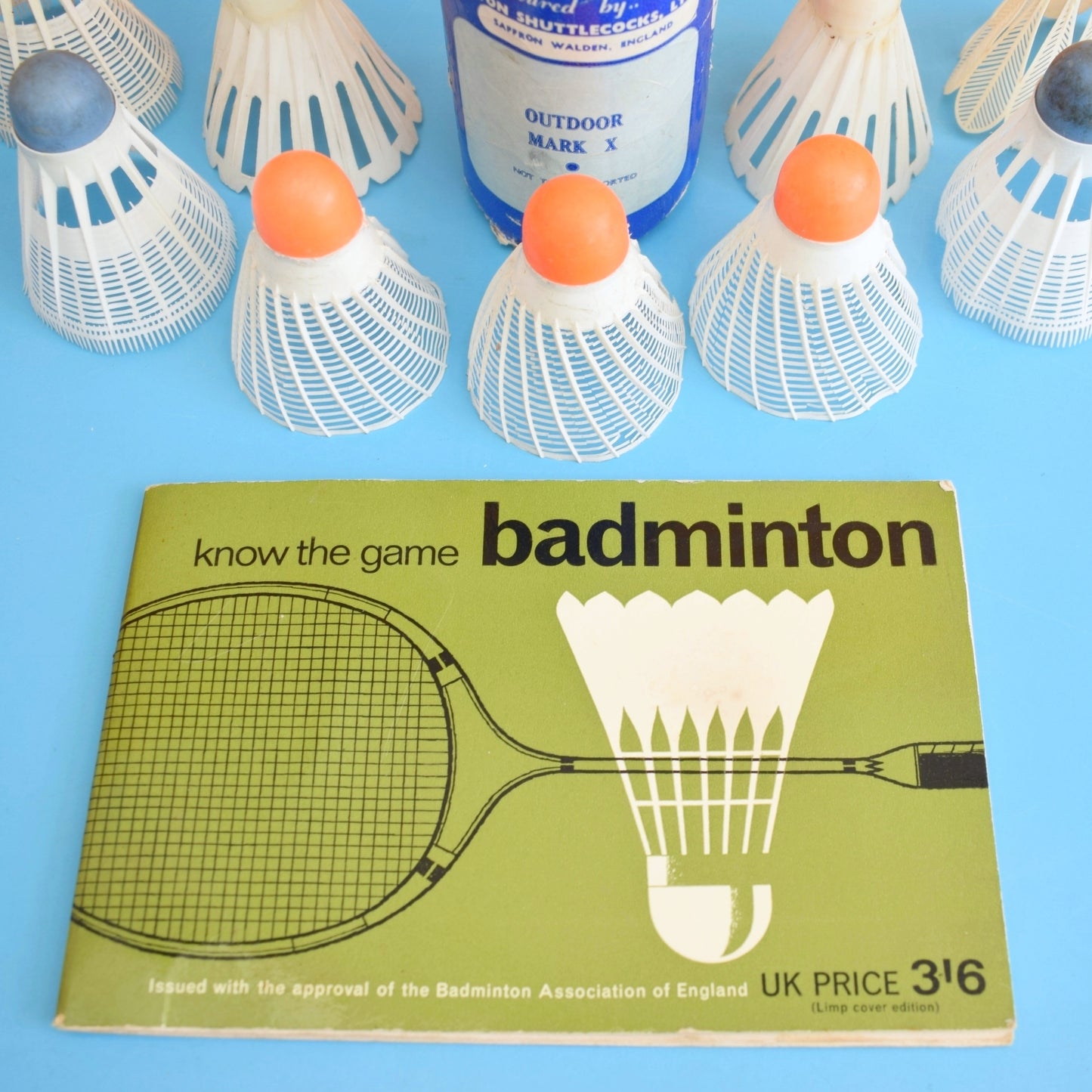 Vintage 1960s Badminton Book & Shuttlecocks