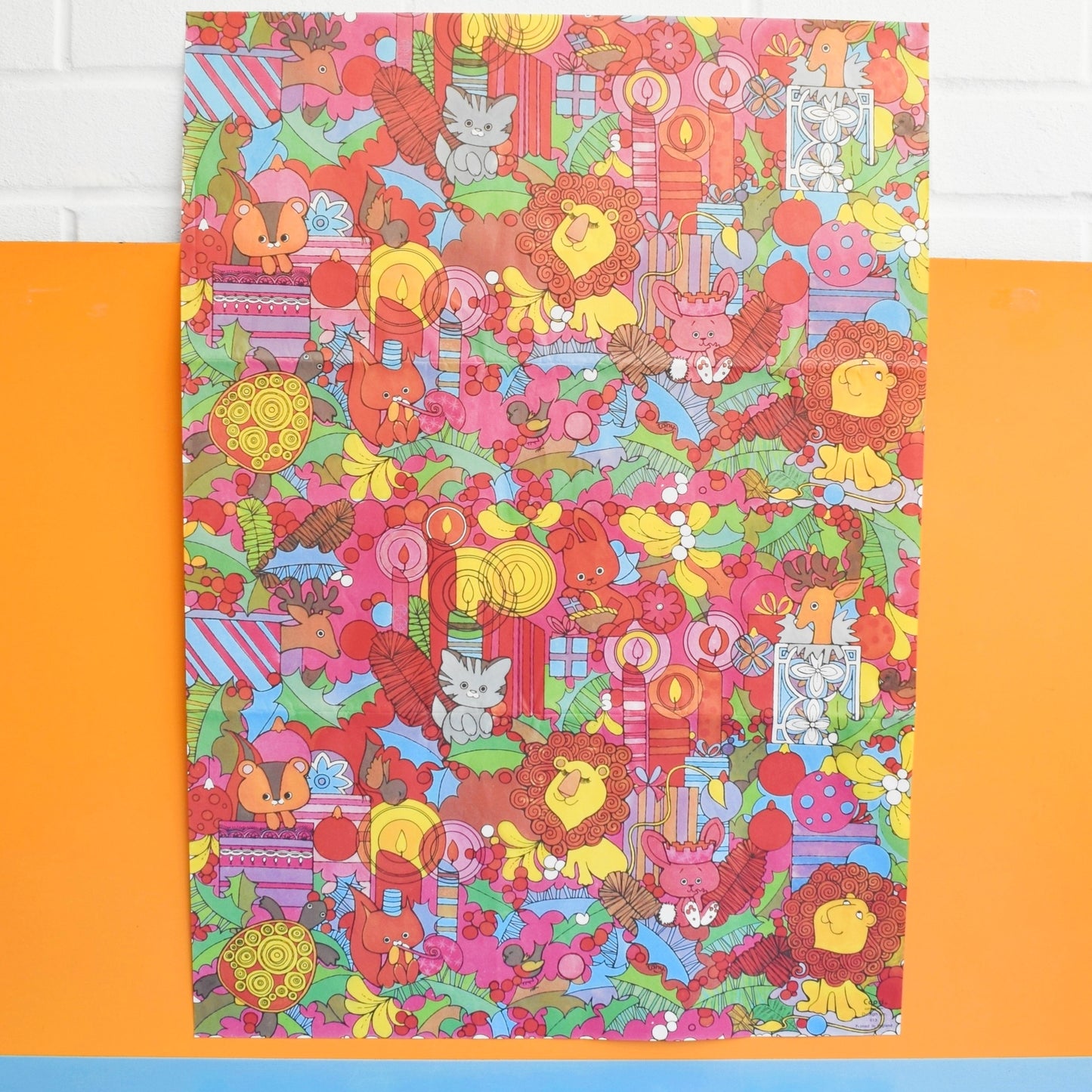Vintage 1970s Christmas Wrapping Paper - Psychedelic Pattern by Pineapple Retro