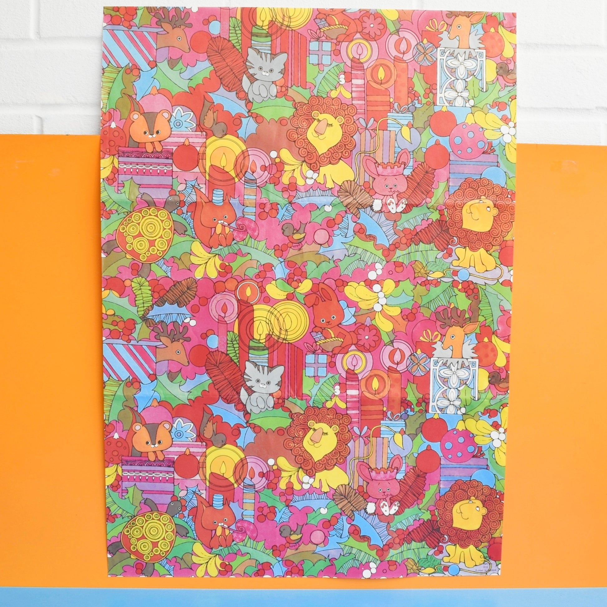 Vintage 1970s Christmas Wrapping Paper - Psychedelic Pattern by Pineapple Retro