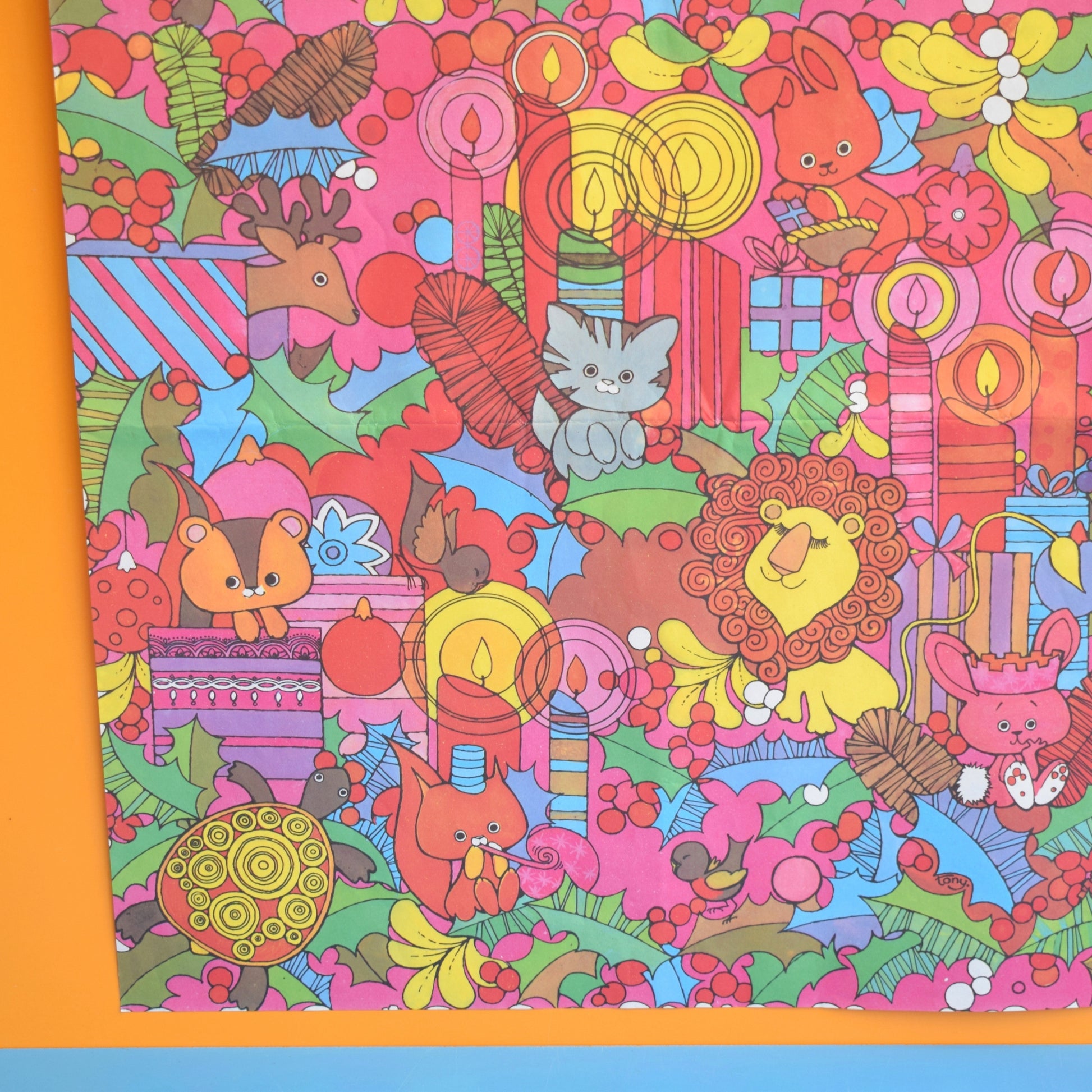 Vintage 1970s Christmas Wrapping Paper - Psychedelic Pattern by Pineapple Retro
