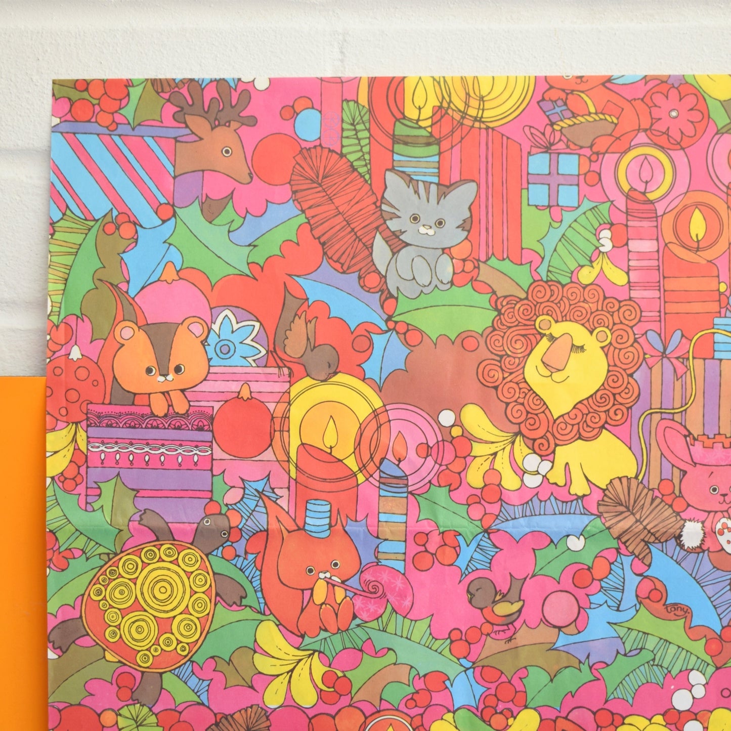 Vintage 1970s Christmas Wrapping Paper - Psychedelic Pattern by Pineapple Retro