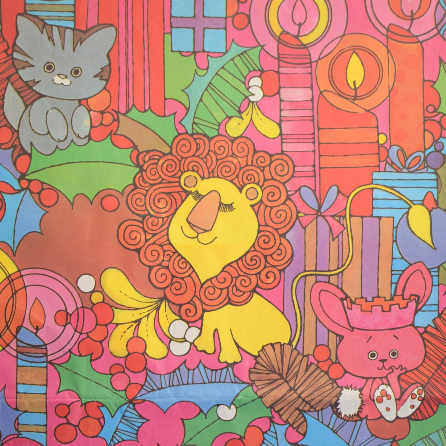 Vintage 1970s Christmas Wrapping Paper - Psychedelic Pattern by Pineapple Retro