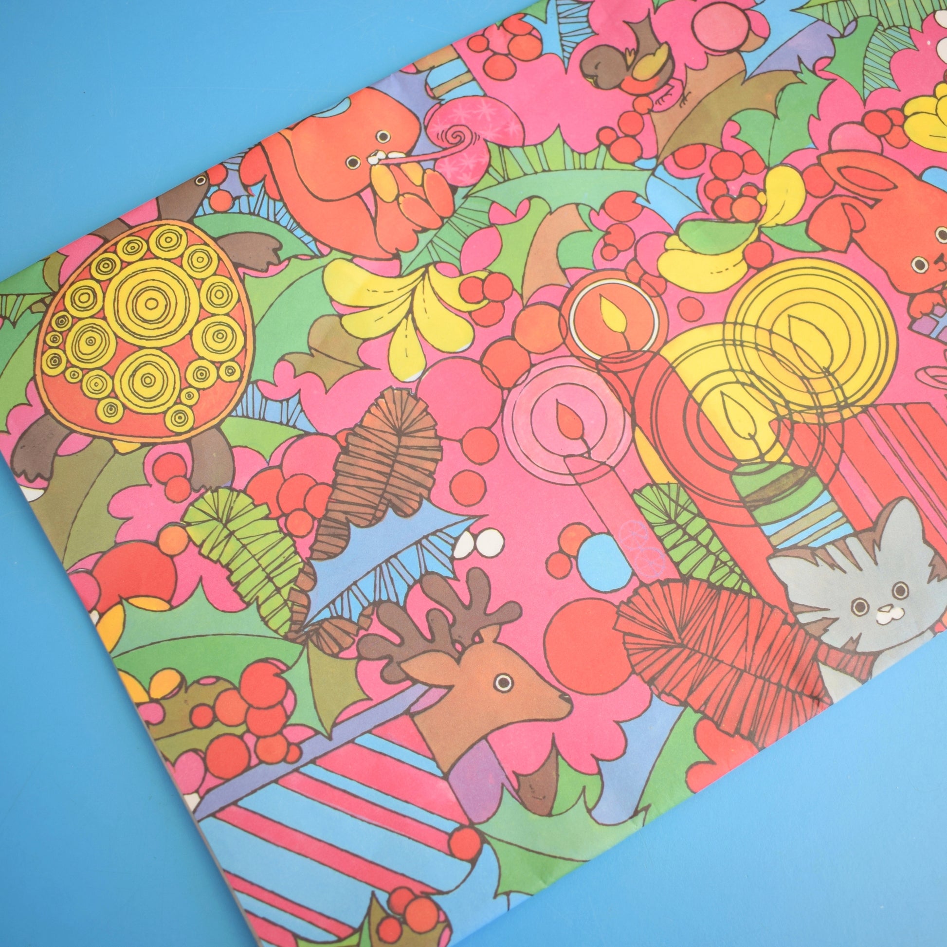 Vintage 1970s Christmas Wrapping Paper - Psychedelic Pattern by Pineapple Retro