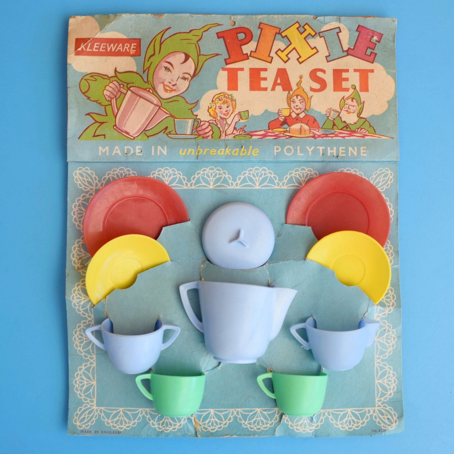 Vintage 1960s Pixie Plastic Childs Tea Set - In Packaging - Kleenware by Vintage