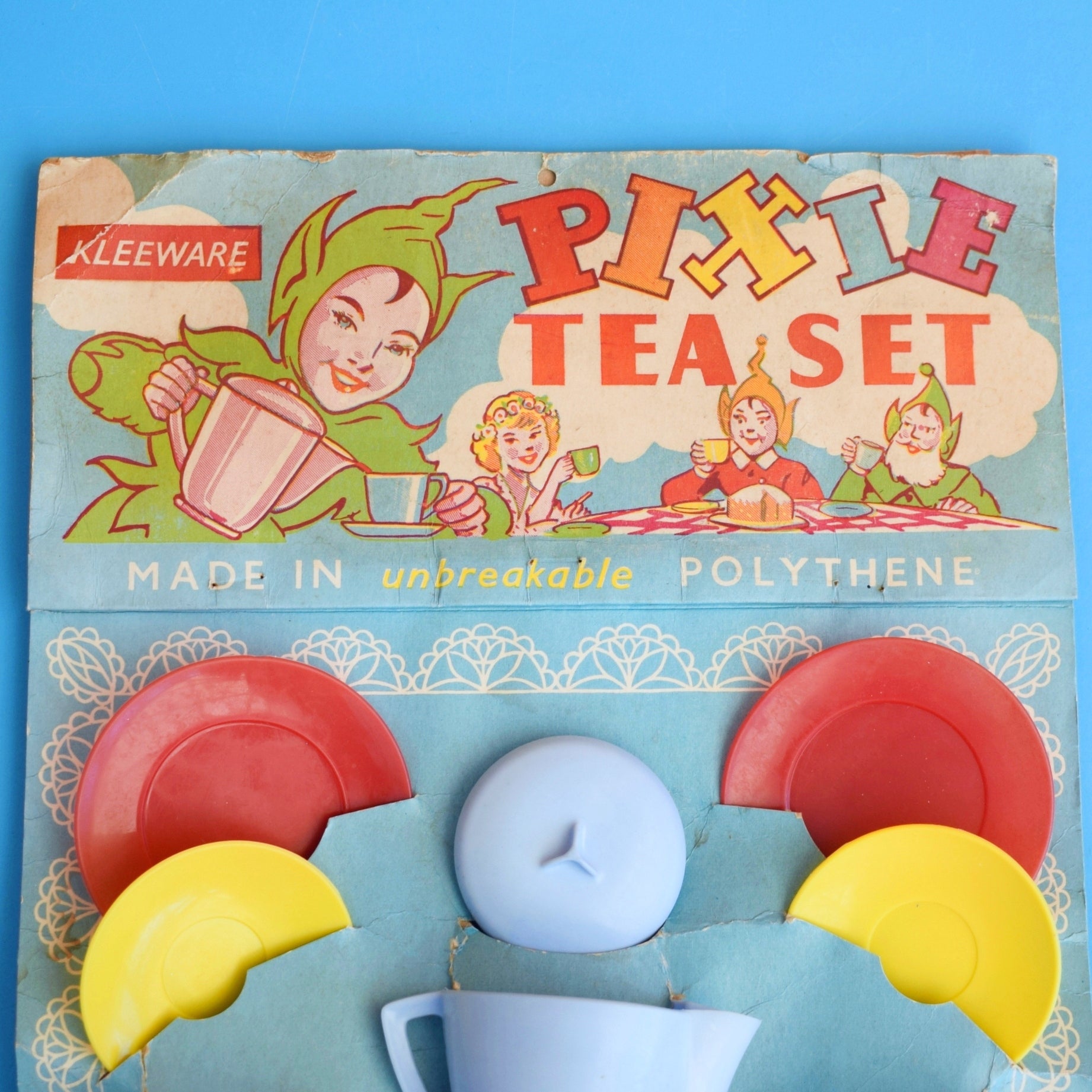 Vintage 1960s Pixie Plastic Childs Tea Set - In Packaging - Kleenware by Vintage