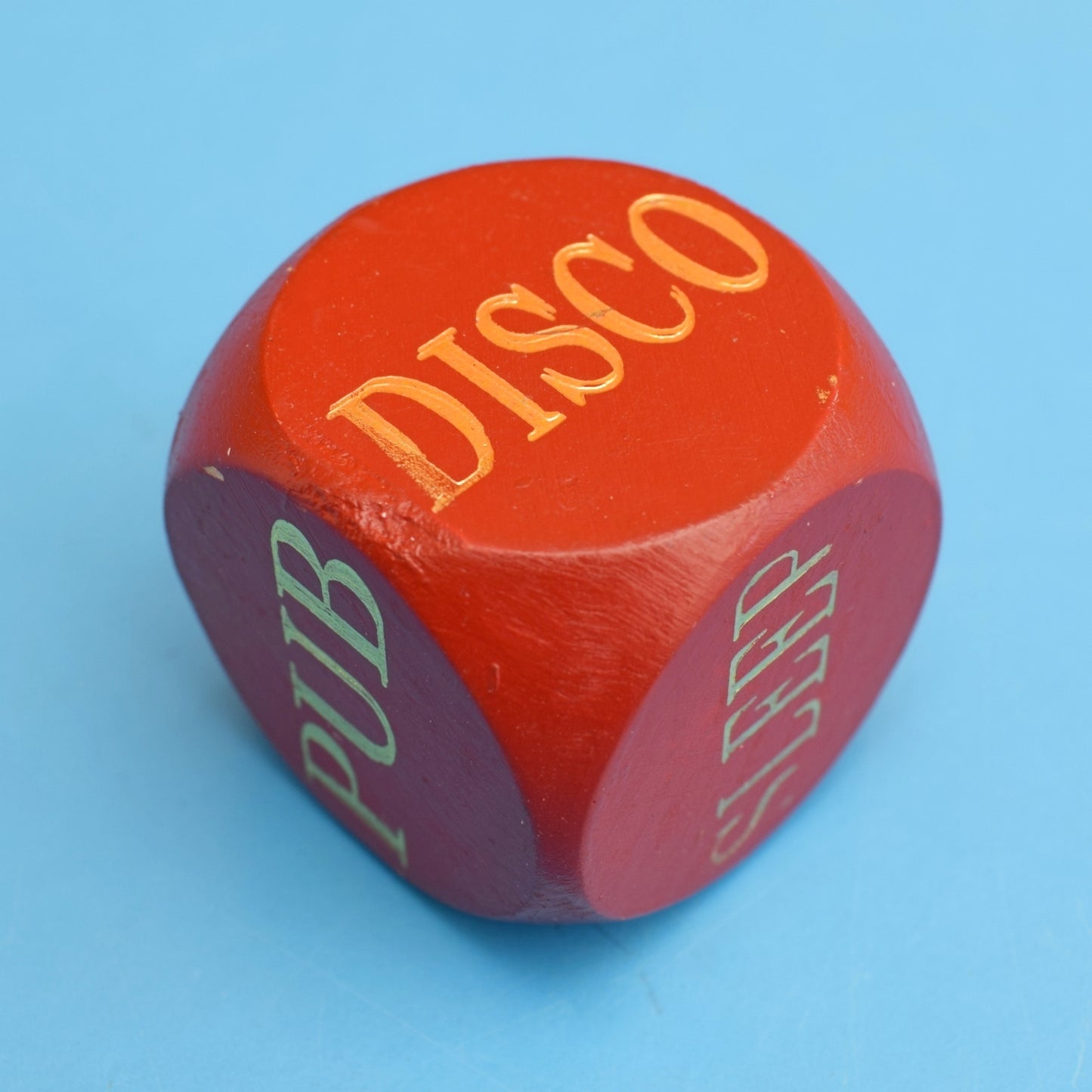Vintage 1970s Wooden Decision Dice - Disco