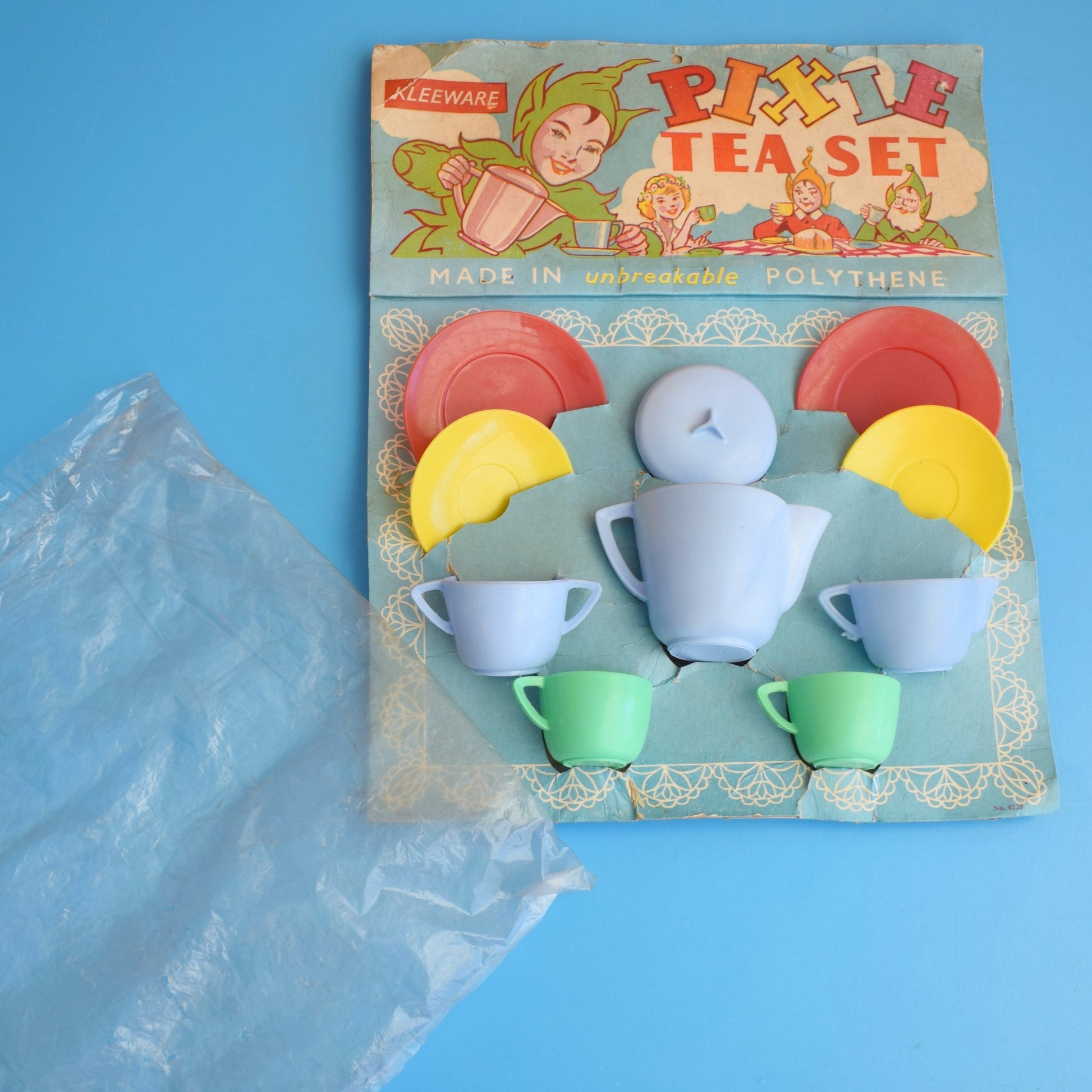Vintage 1960s Pixie Plastic Childs Tea Set - In Packaging - Kleenware by Vintage