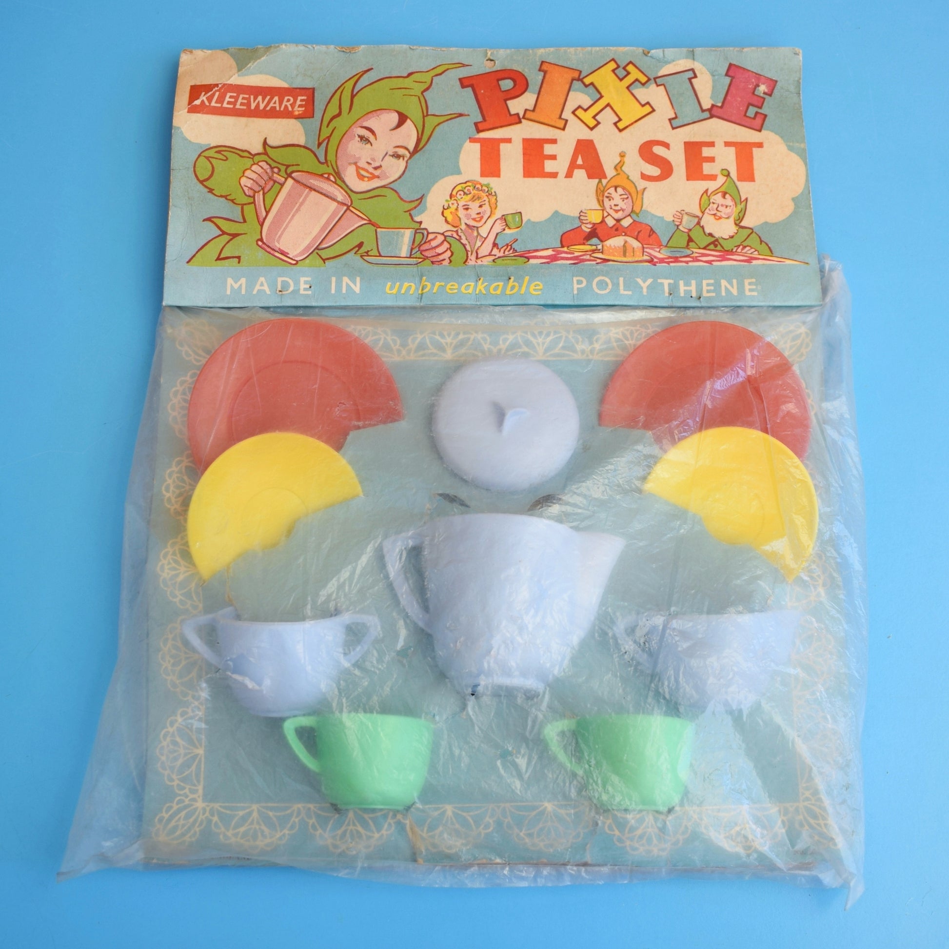 Vintage 1960s Pixie Plastic Childs Tea Set - In Packaging - Kleenware by Vintage
