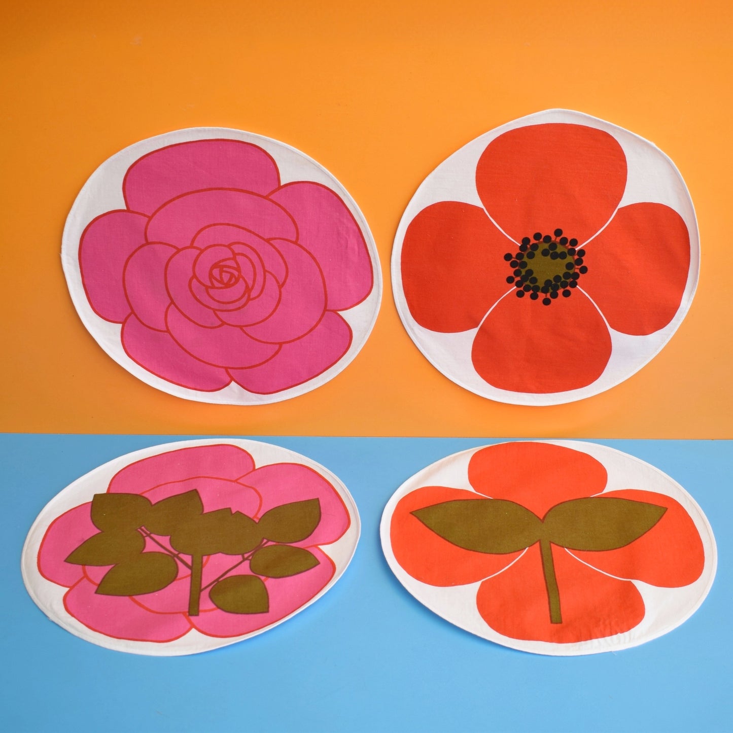 Vintage 1970s Laurids Lonborg Flower Power Placemats x4 by Pineapple Retro