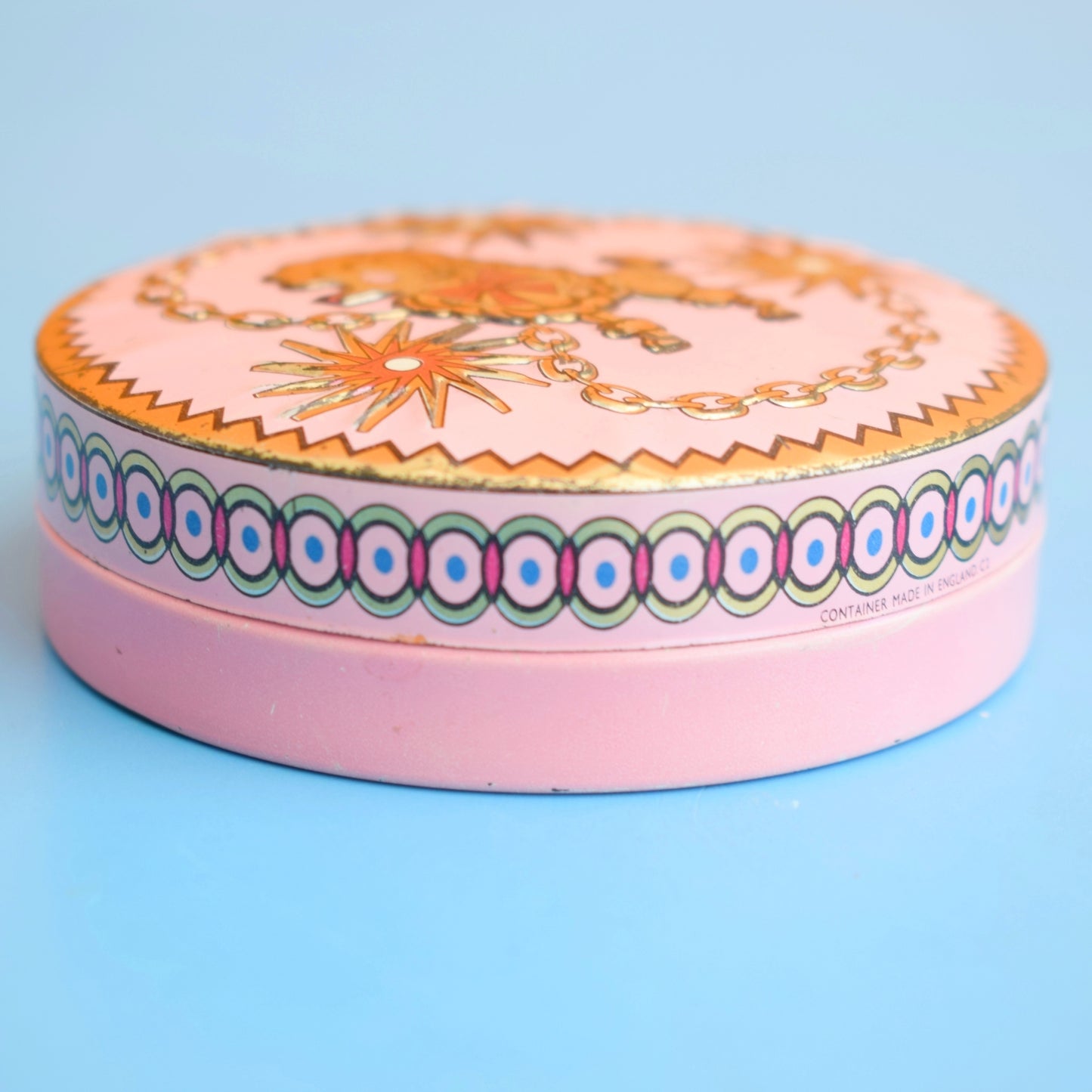 Vintage 1950s Small Tin- Pink Poodle .