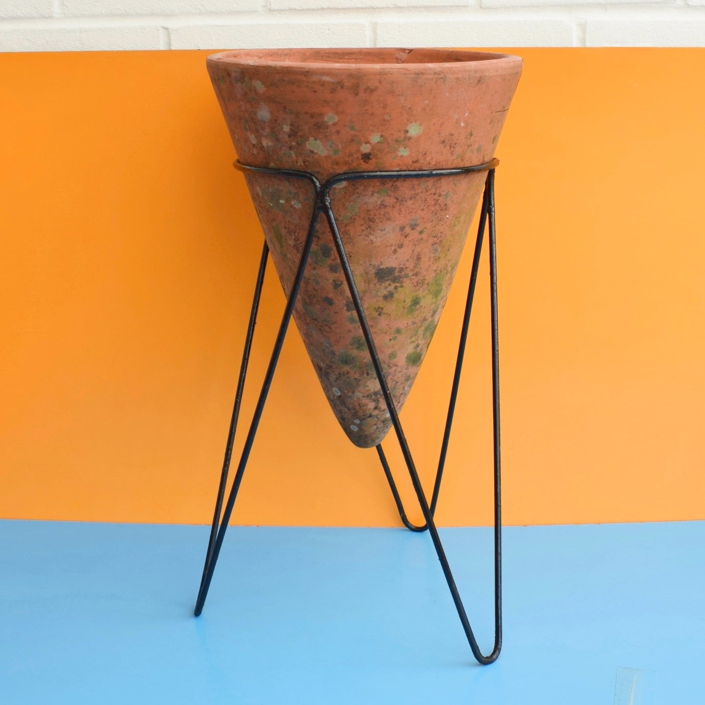 Vintage 1950s Rare Planter - Conical Terracotta / Hairpin - Terrance Conran Plant Life