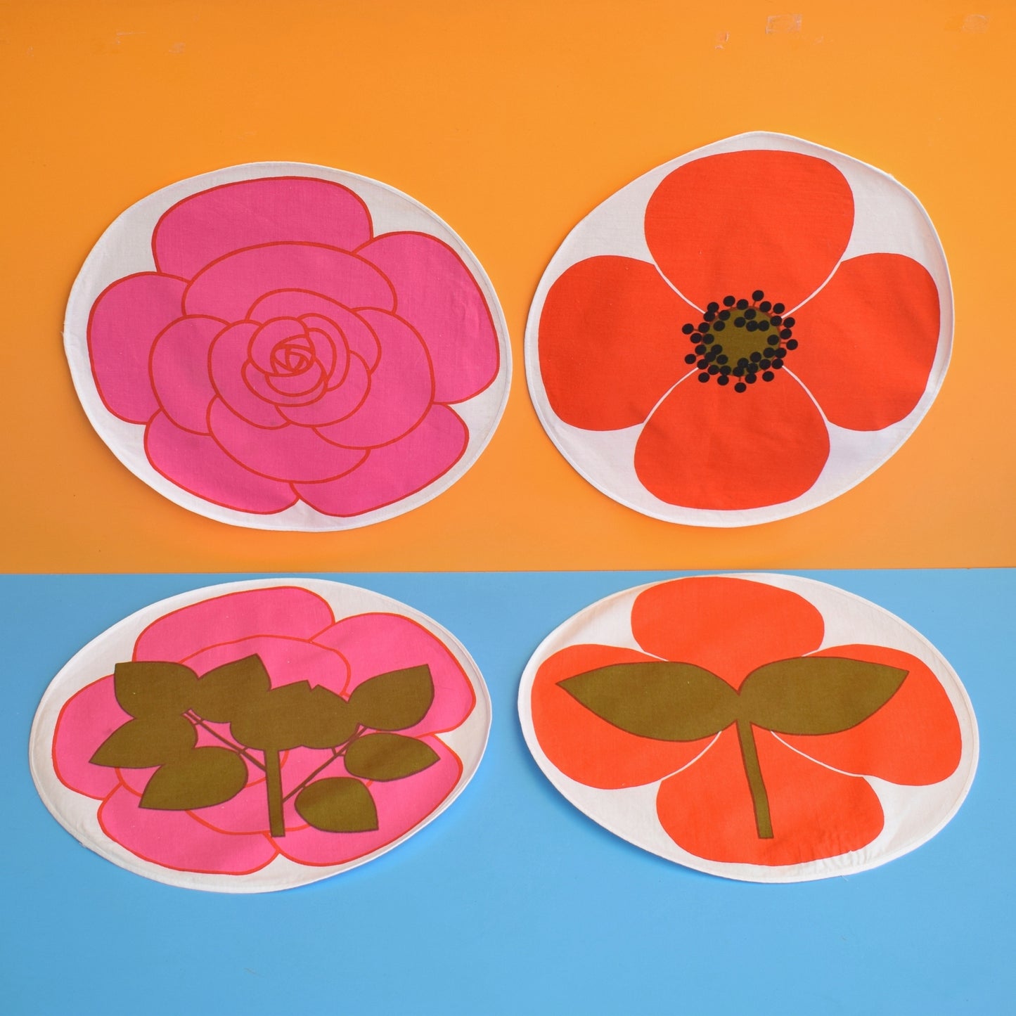 Vintage 1970s Laurids Lonborg Flower Power Placemats x4 by Pineapple Retro
