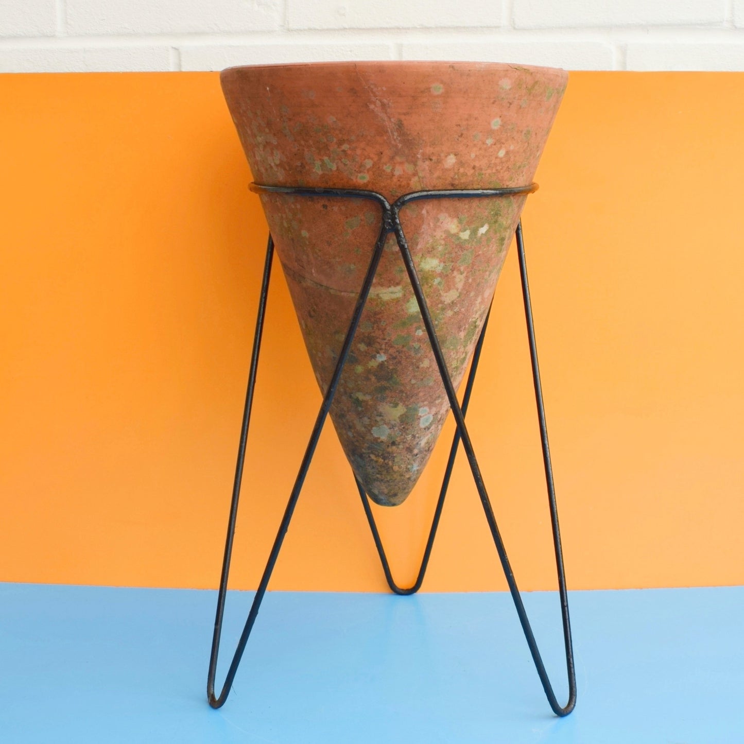 Vintage 1950s Rare Planter - Conical Terracotta / Hairpin - Terrance Conran Plant Life