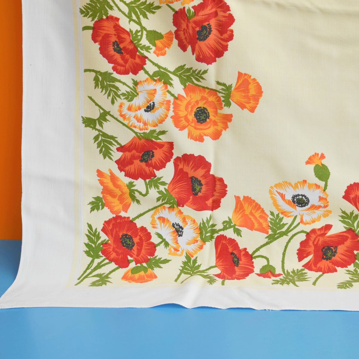 Vintage 1970s Tablecloth - Poppies - Red & Orange by Pineapple Retro