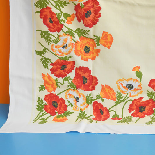 Vintage 1970s Tablecloth - Poppies - Red & Orange by Pineapple Retro